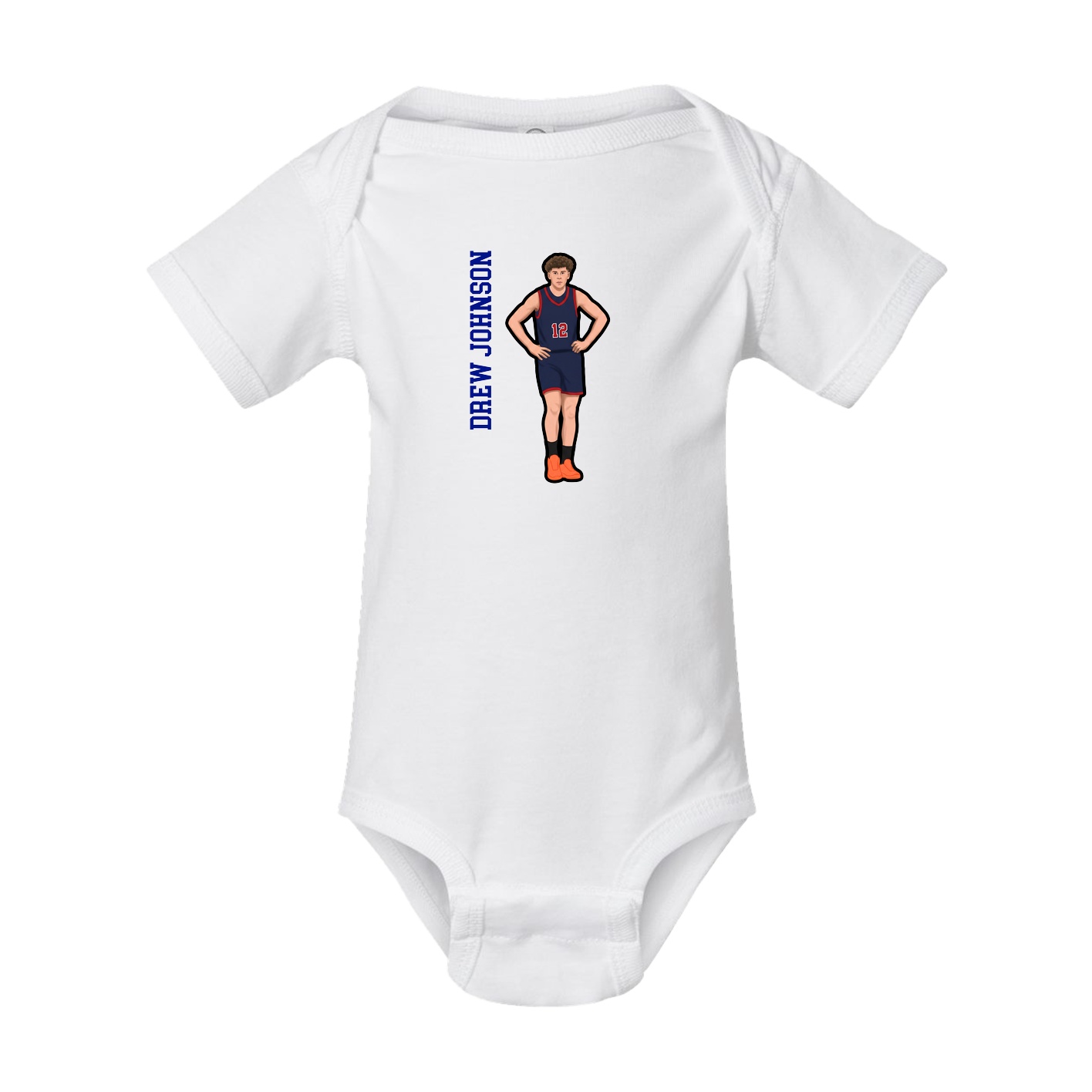 Baby Onesie — Name Vertical in White