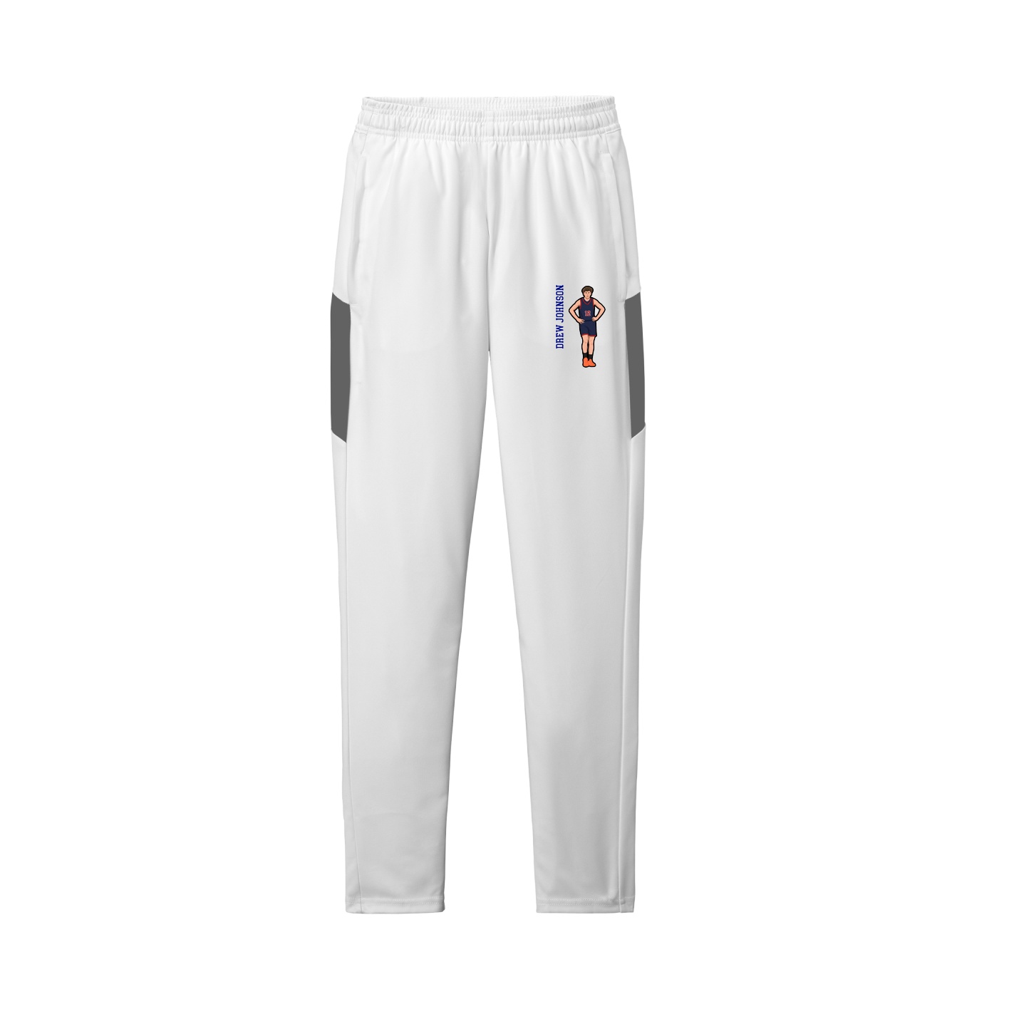 Team Travel Pant — Name Vertical in White/Grey