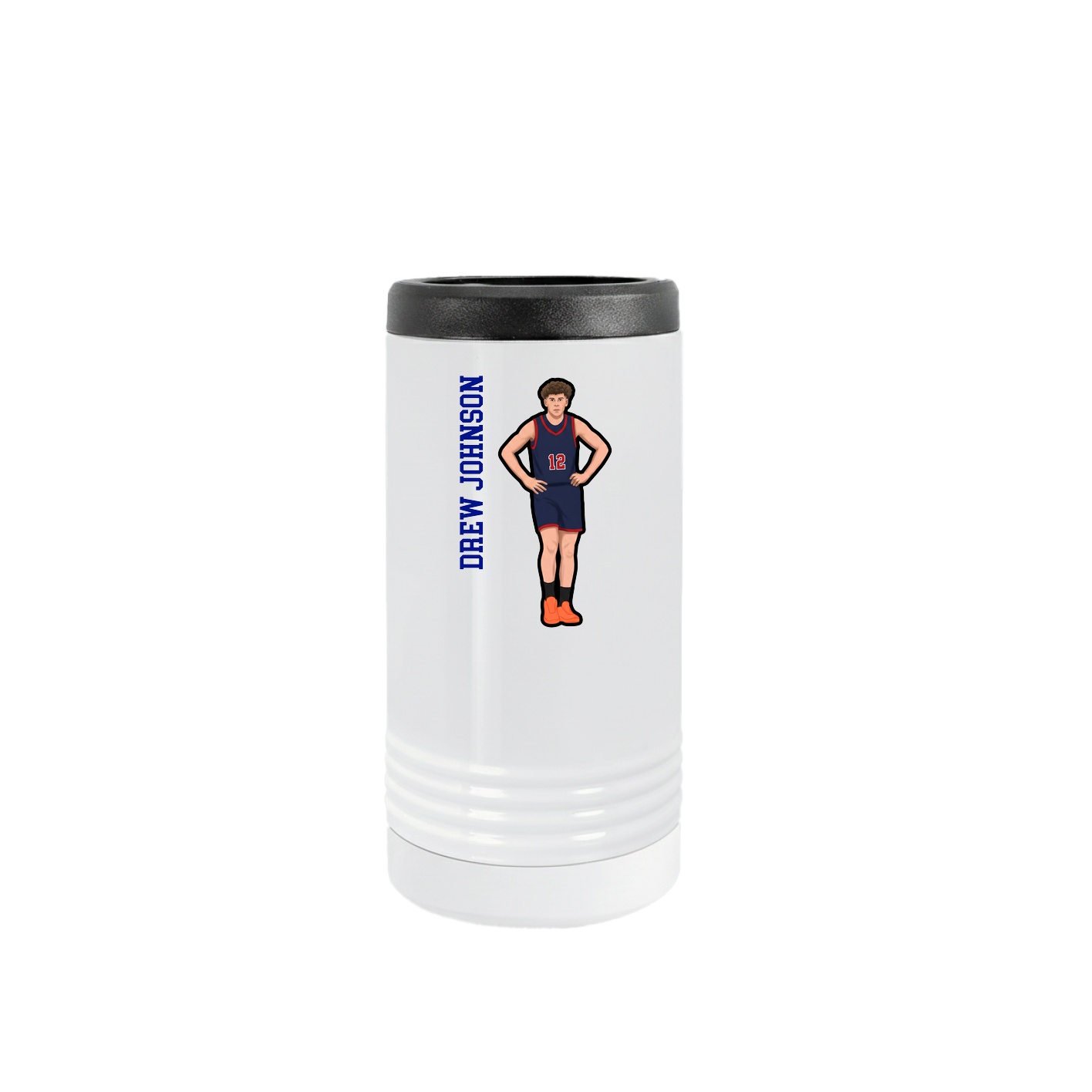 Slim Beverage Holder — Name Vertical in White