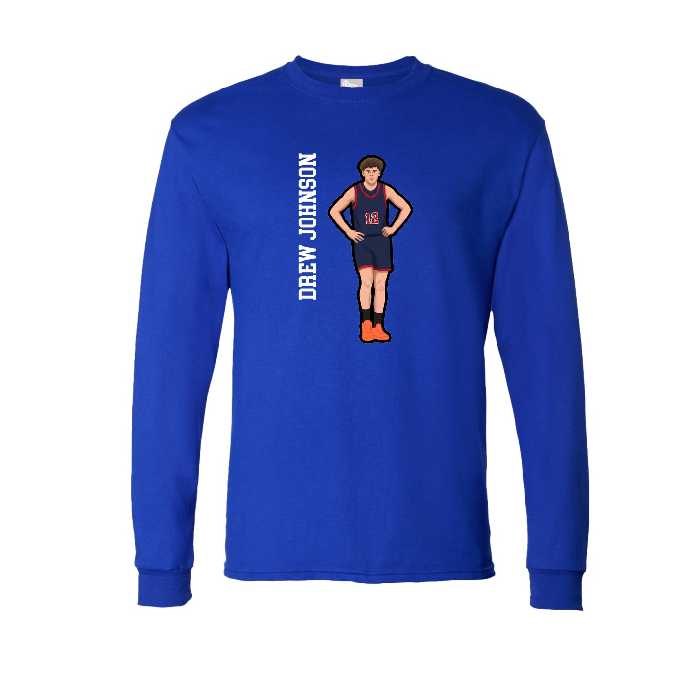 Long Sleeve Tee — Name Vertical in Royal