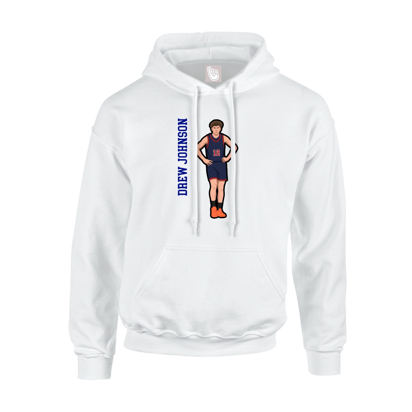 Youth Hoodie — Name Vertical in White