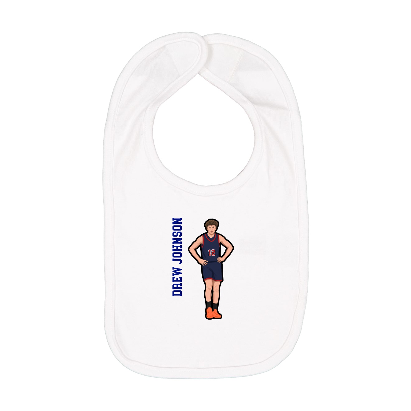 Infant Bib — Name Vertical in White