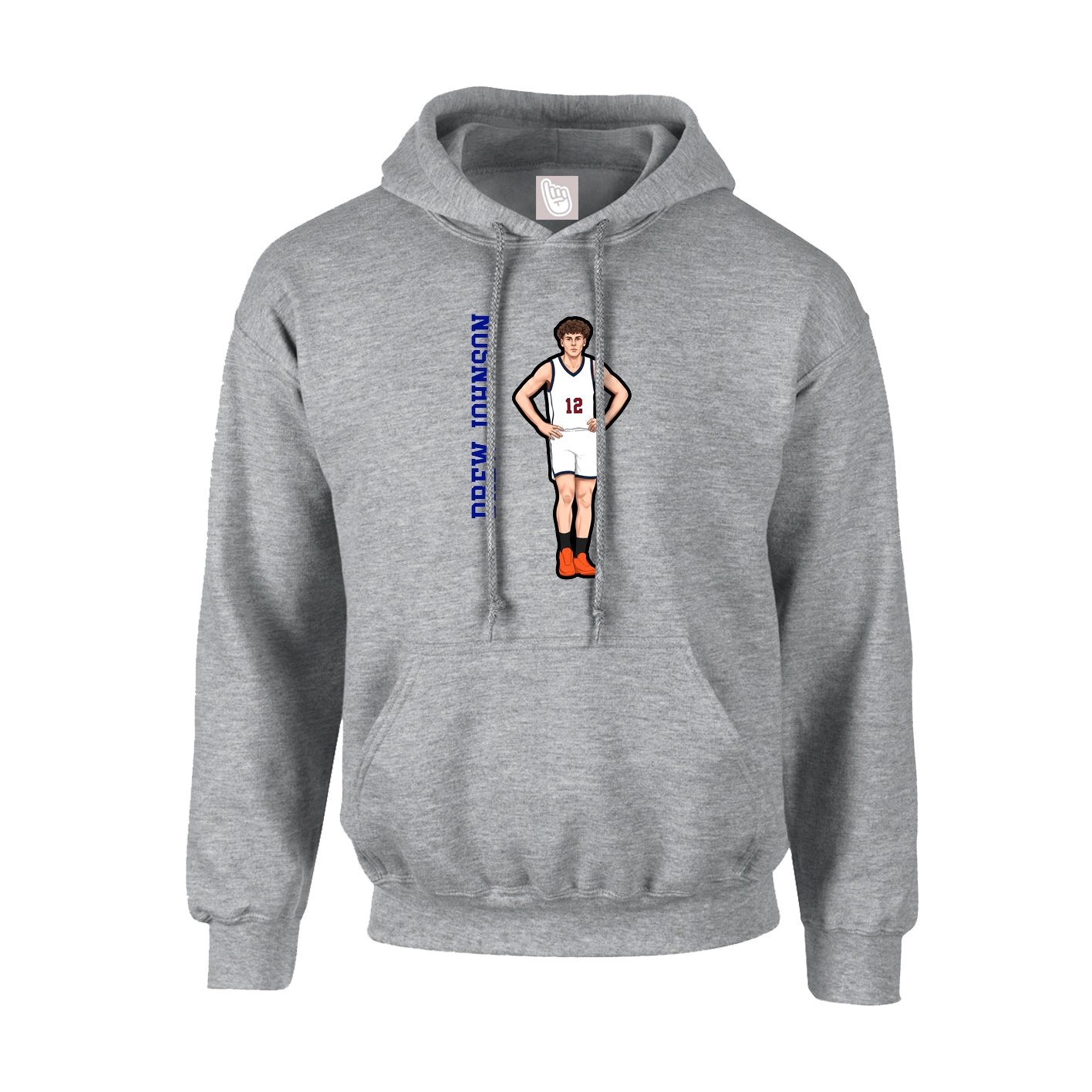 Youth Hoodie — Name Vertical in Grey
