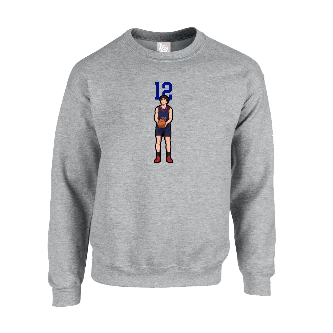 Fleece Crew — Number Top in Grey