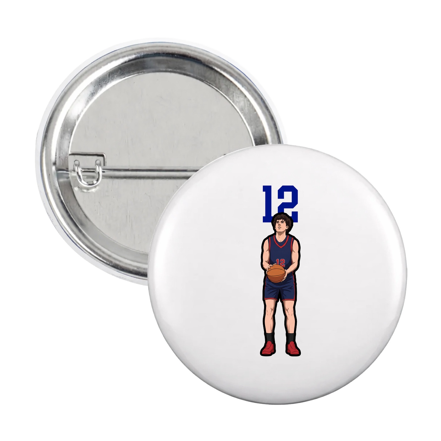 Game Day Button — Number Top in White