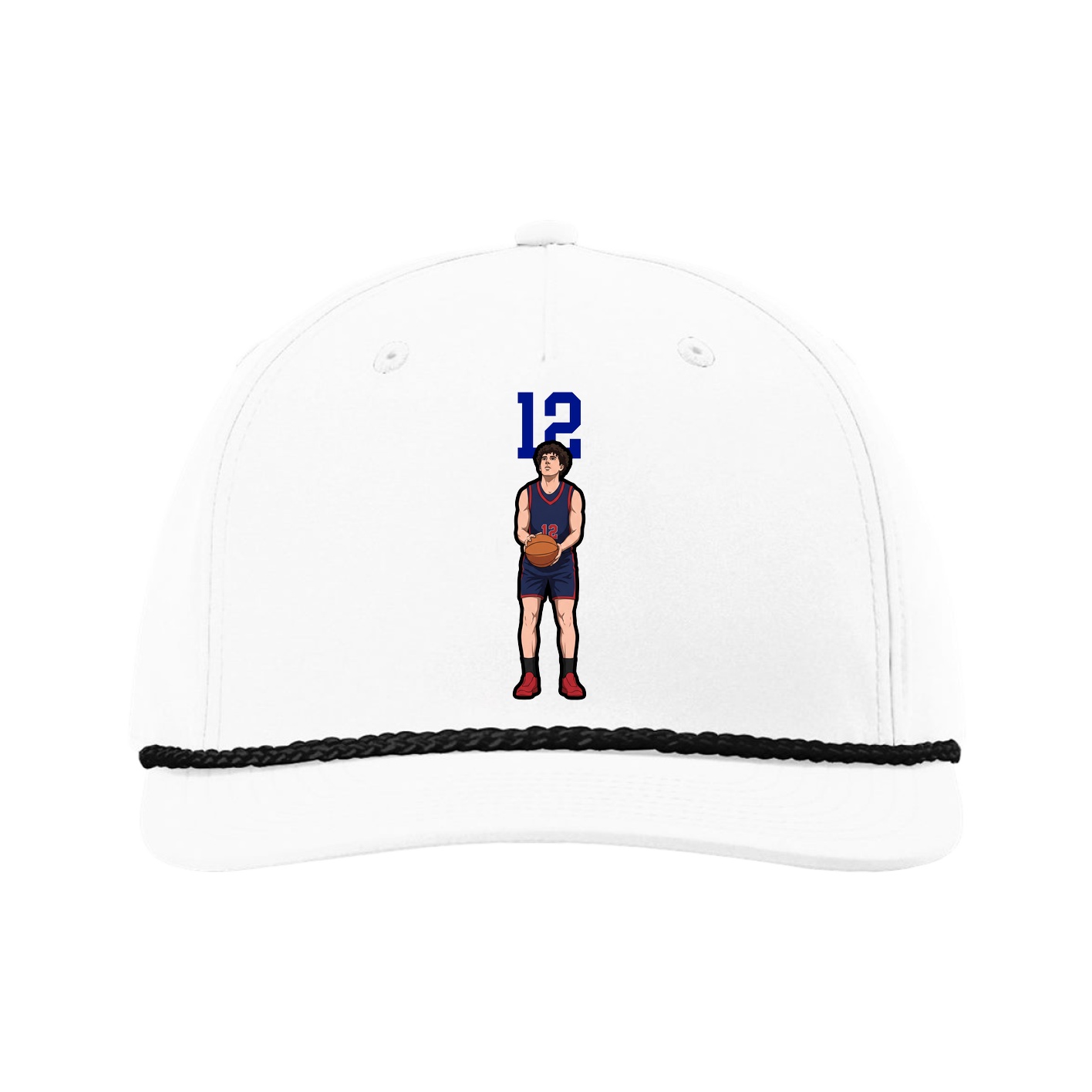 Five-Panel Classic Rope Cap — Number Top in White