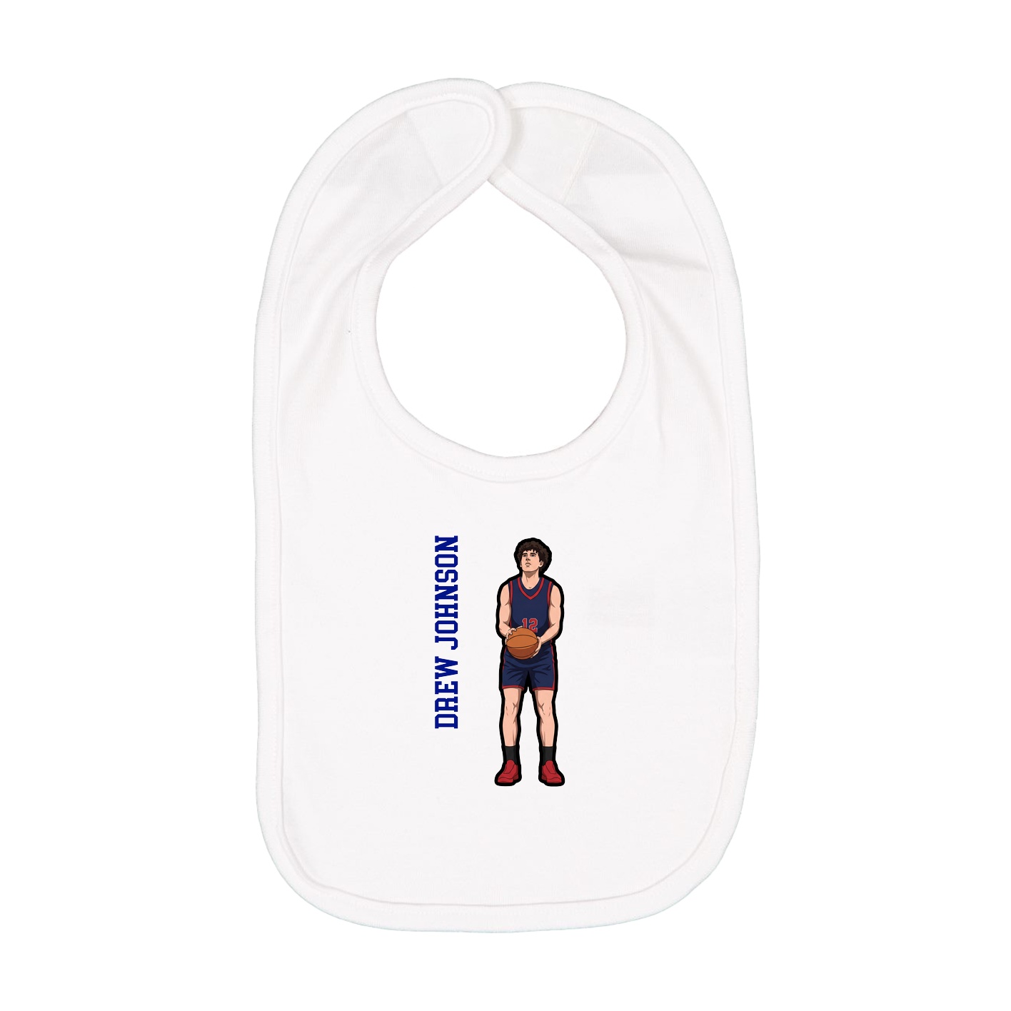 Infant Bib — Name Vertical in White