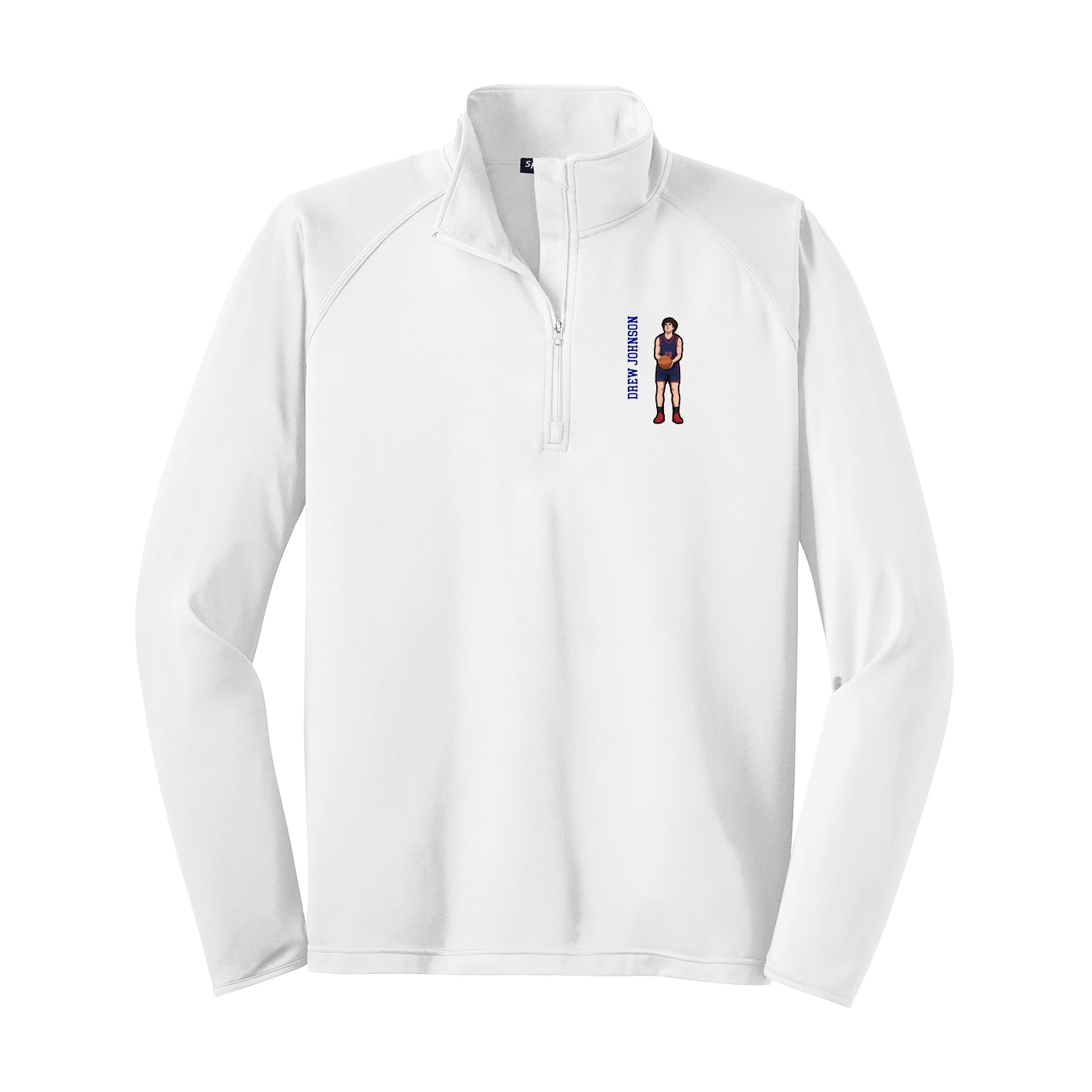 Q-Zip Pullover — Name Vertical in White