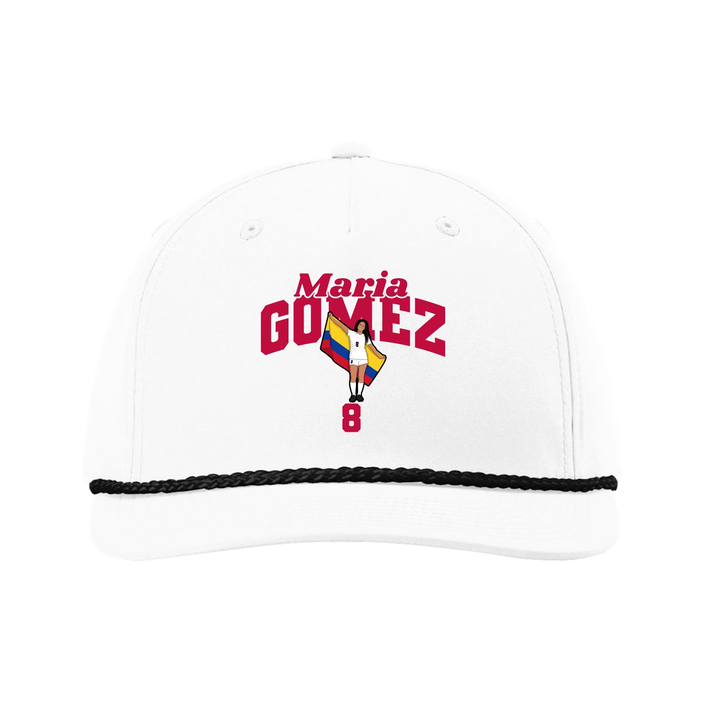 Five-Panel Classic Rope Cap — Signature Arch in White