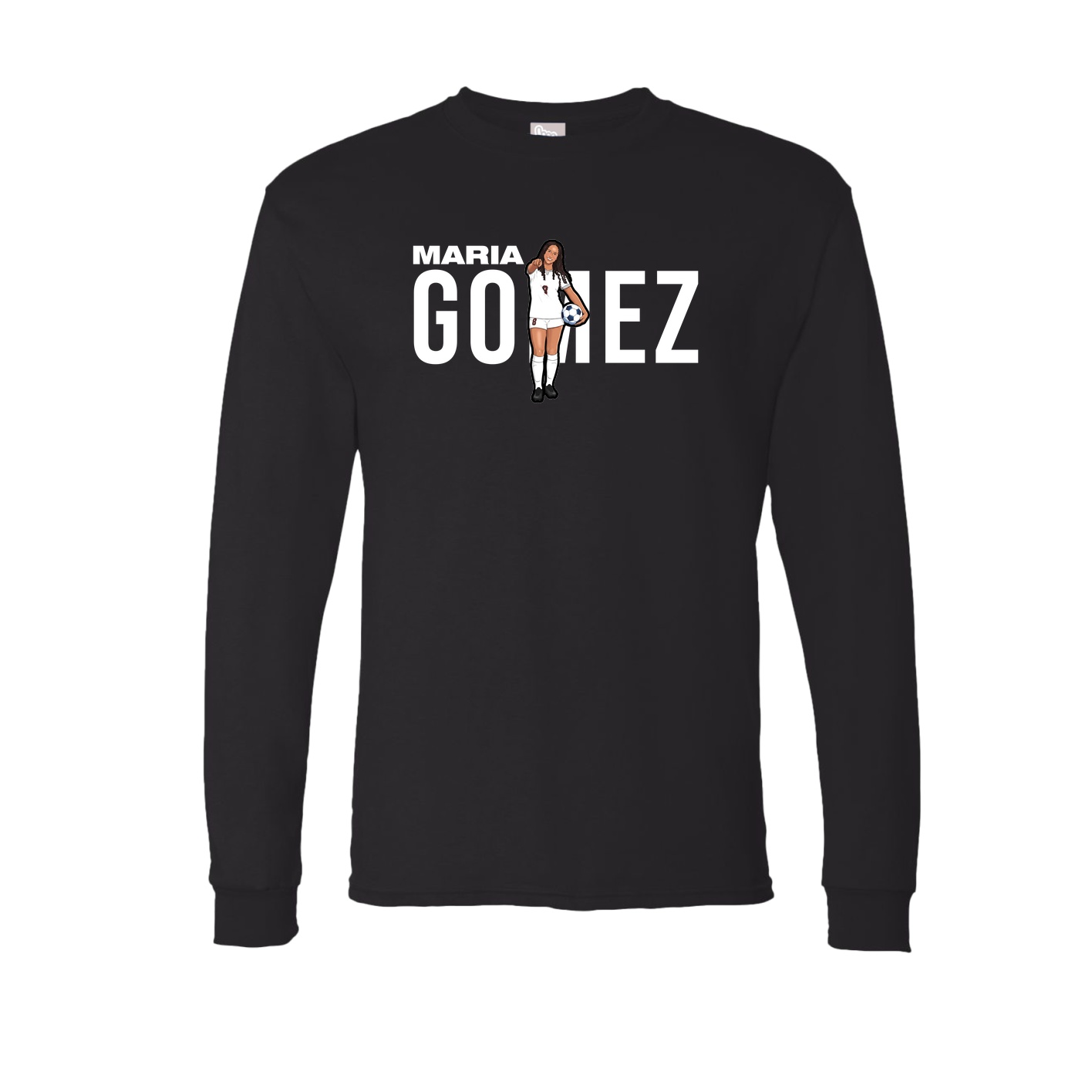 Long Sleeve Tee — Player Name in Black