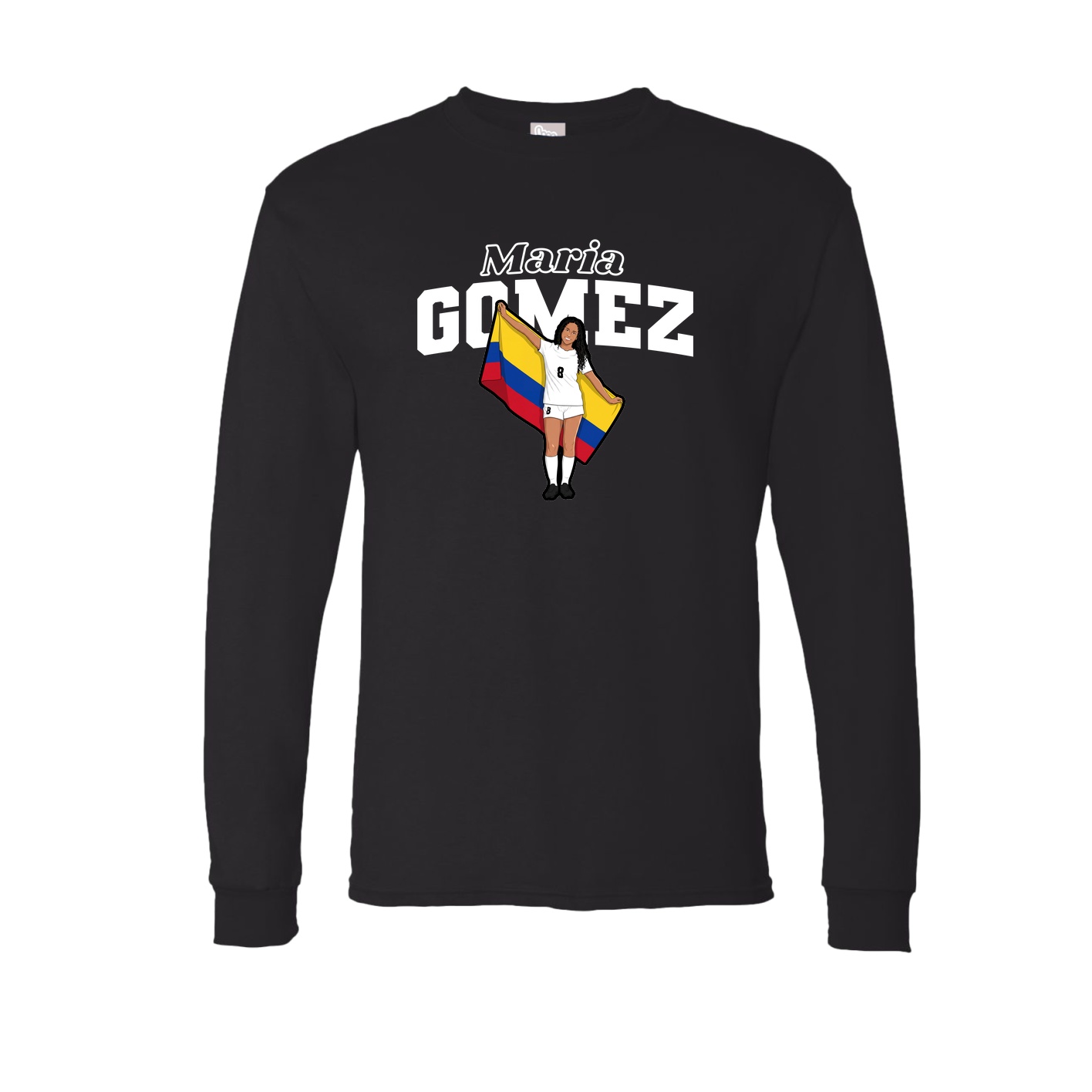 Long Sleeve Tee — Name Arch in Black