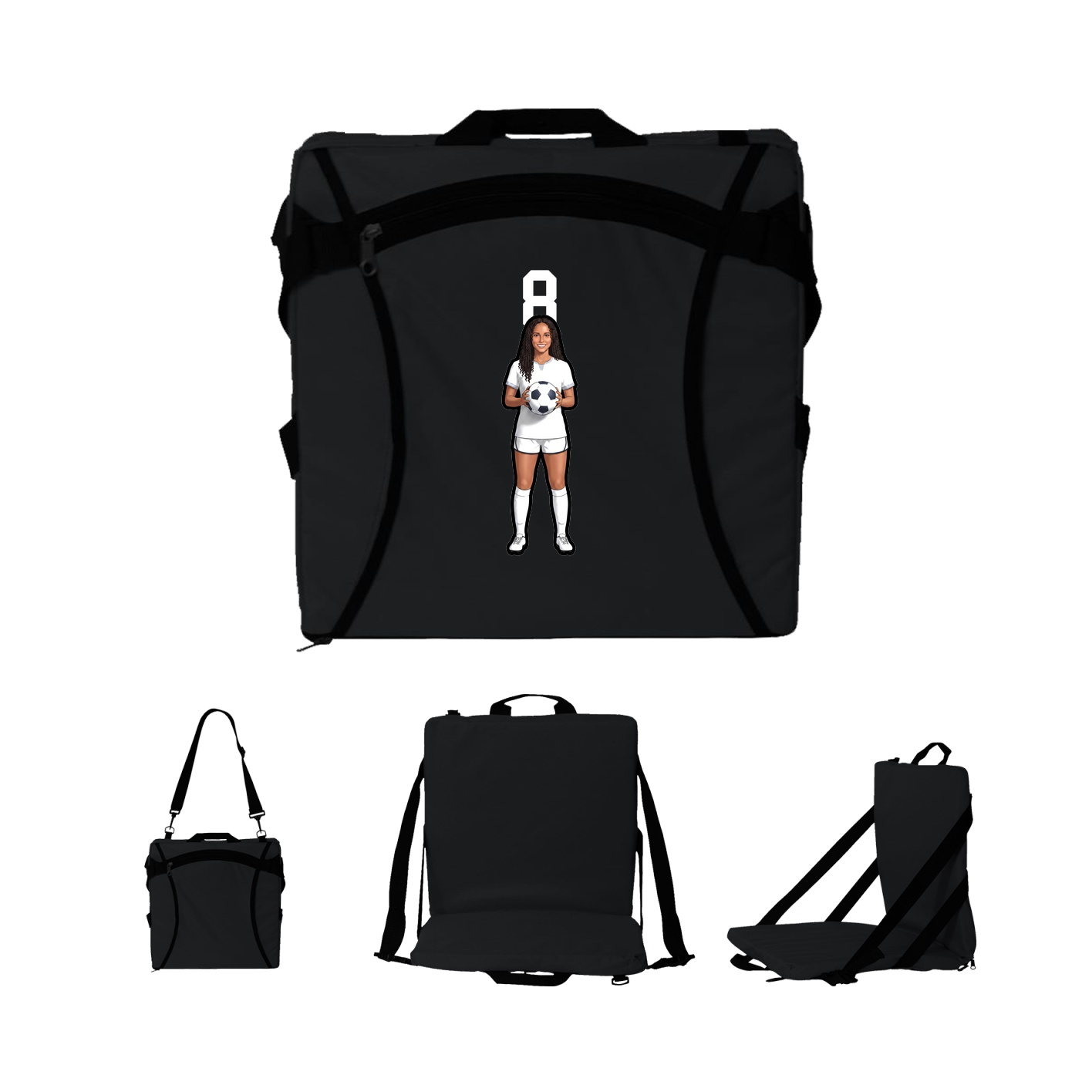 Folding Stadium Seat — Number Top in Black