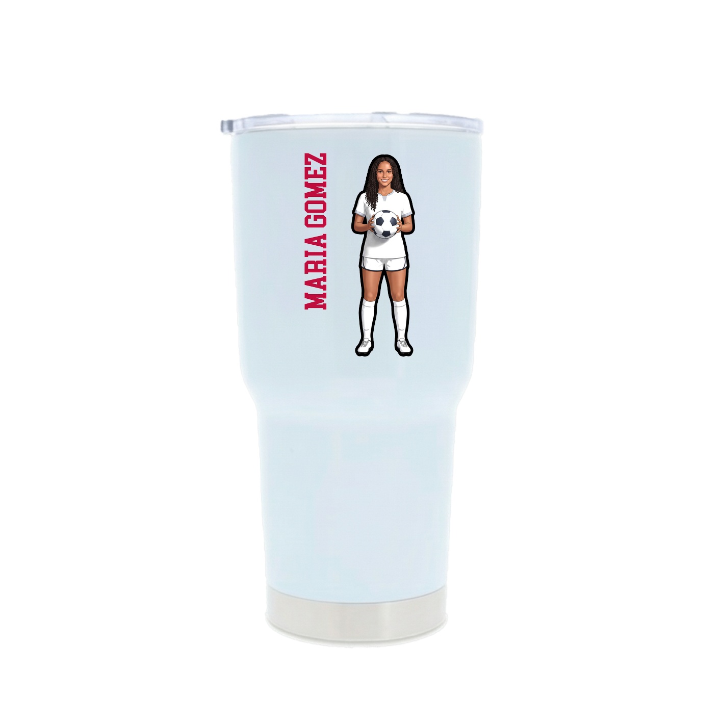30oz Stainless Steel Tumbler — Name Vertical in White