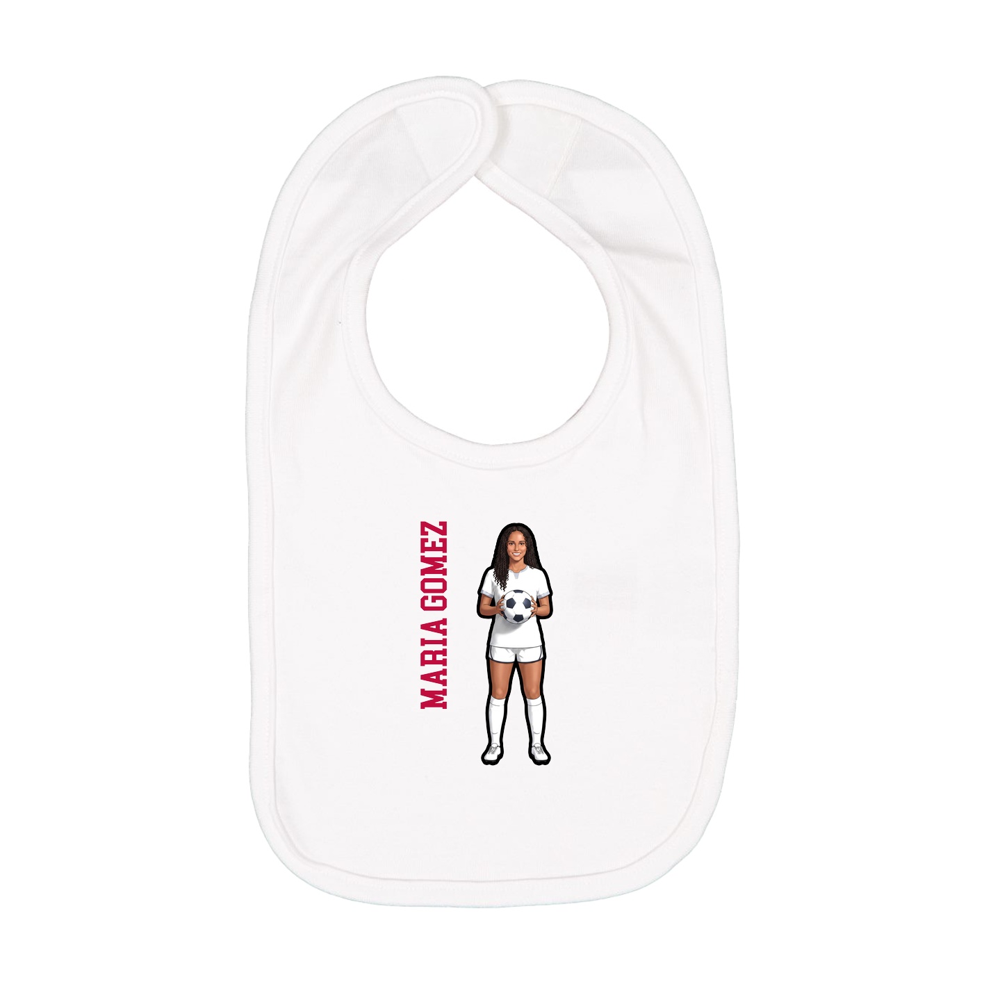 Infant Bib — Name Vertical in White