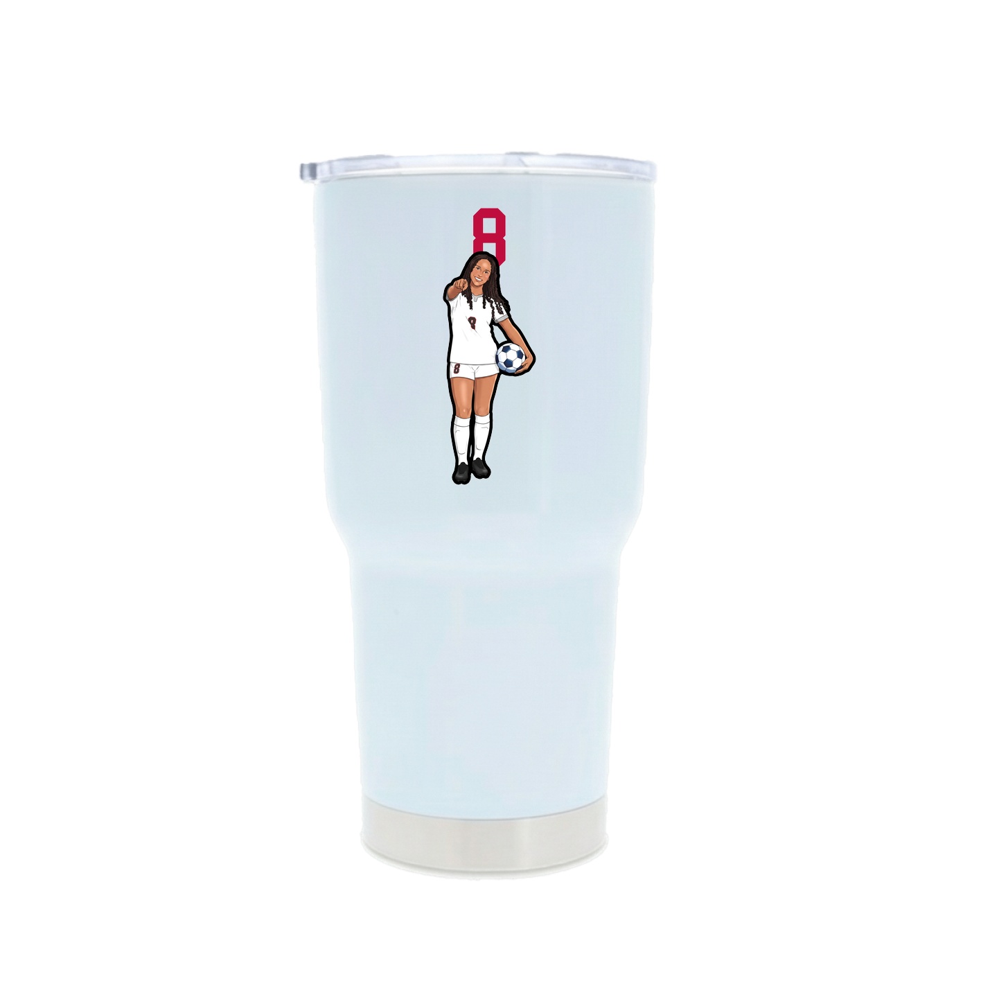 30oz Stainless Steel Tumbler — Number Top in White