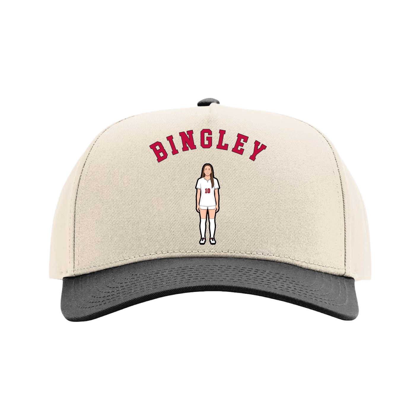 Full Fabric Five-Panel Champ Cap — Shirsey Arch in Cream/Black