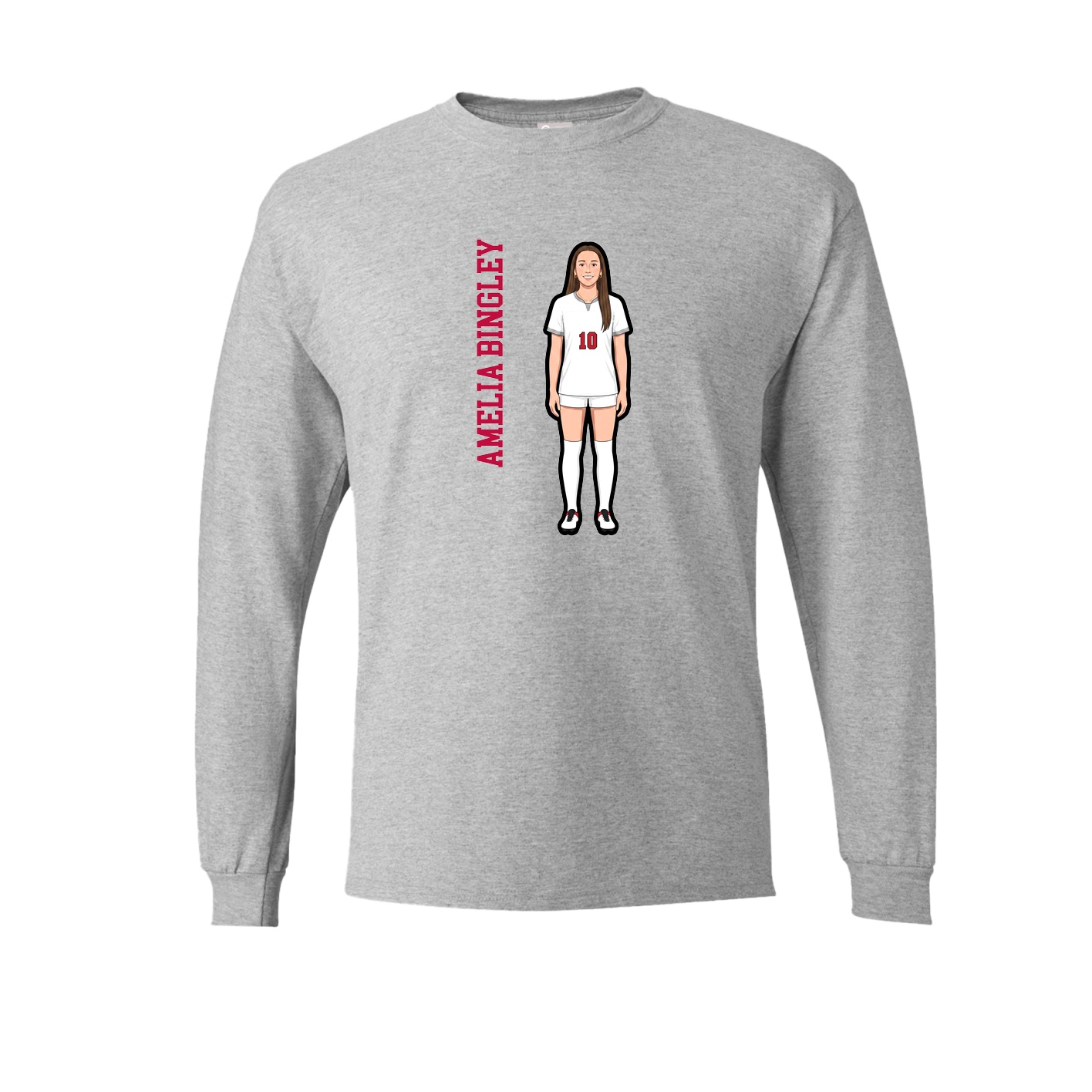 Long Sleeve Tee — Name Vertical in Grey