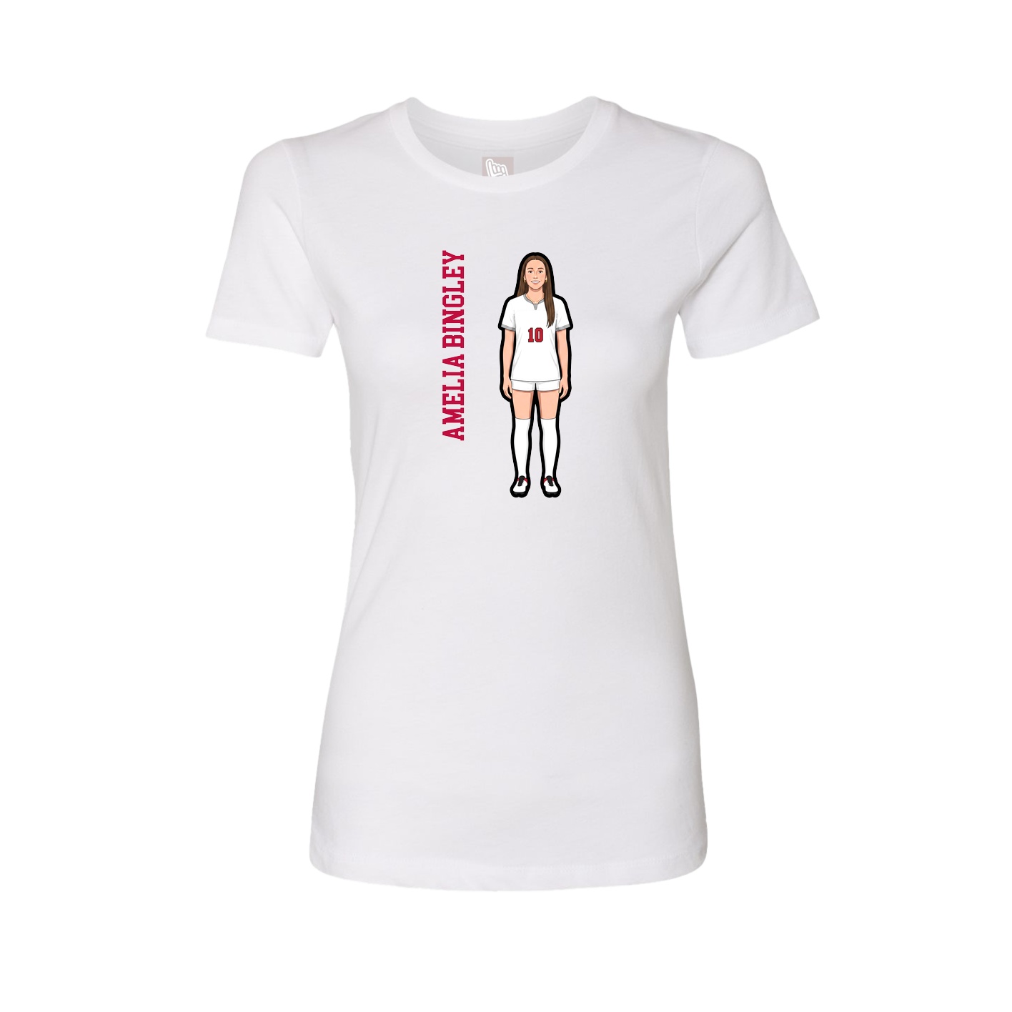 Fitted Women's Tee — Name Vertical in White
