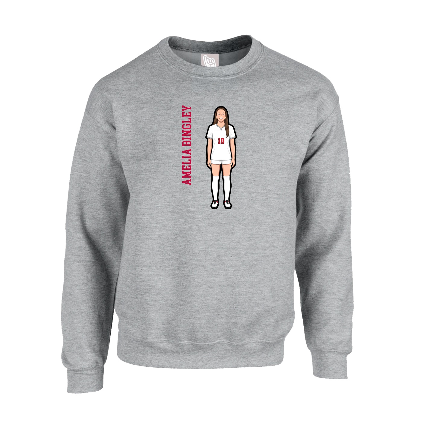 Fleece Crew — Name Vertical in Grey