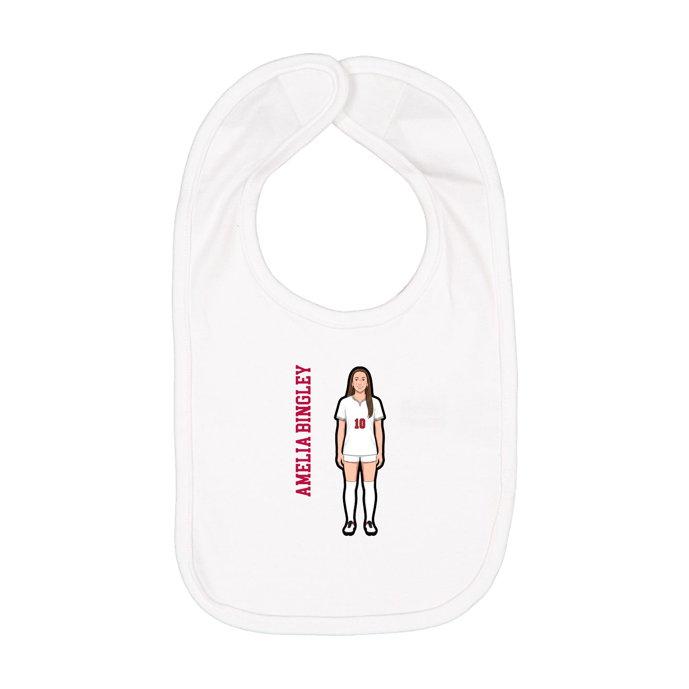 Infant Bib — Name Vertical in White