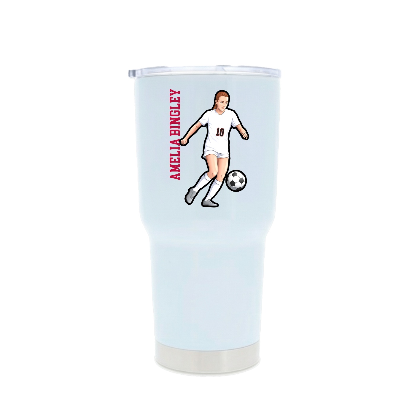 30oz Stainless Steel Tumbler — Name Vertical in White