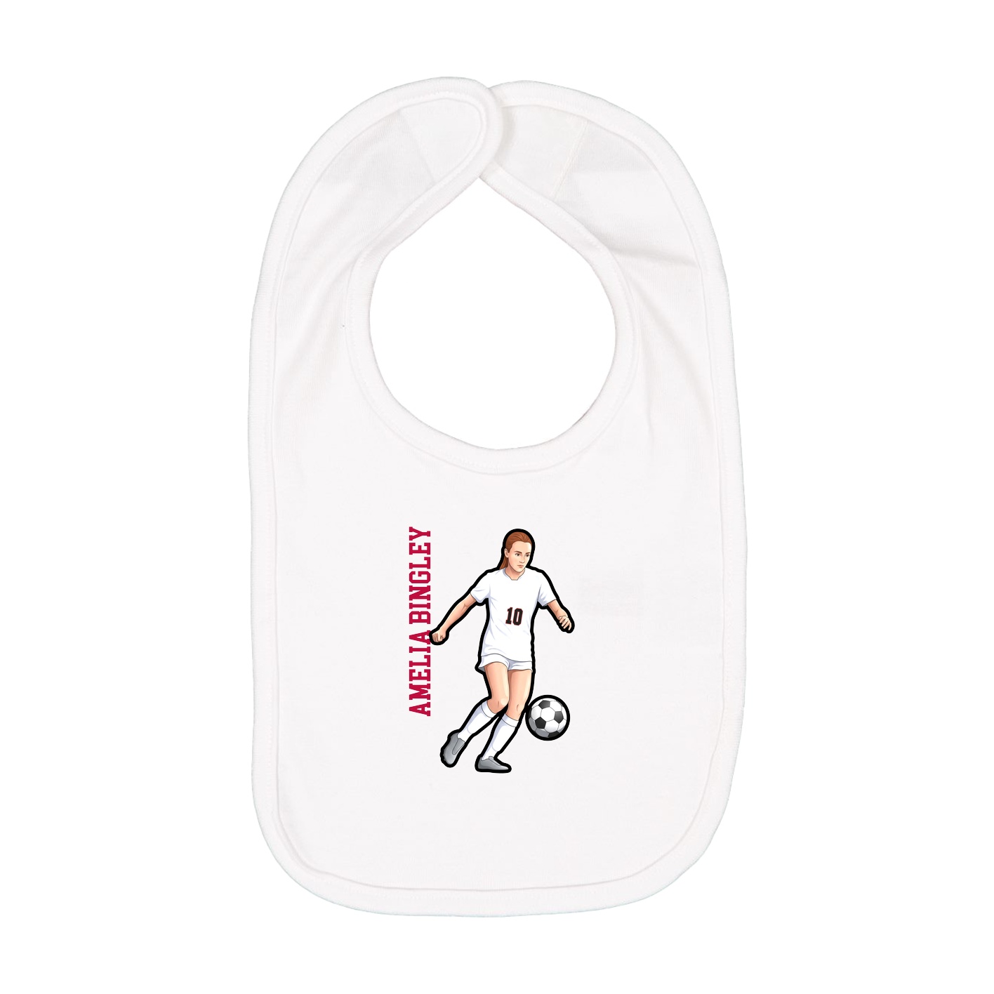 Infant Bib — Name Vertical in White