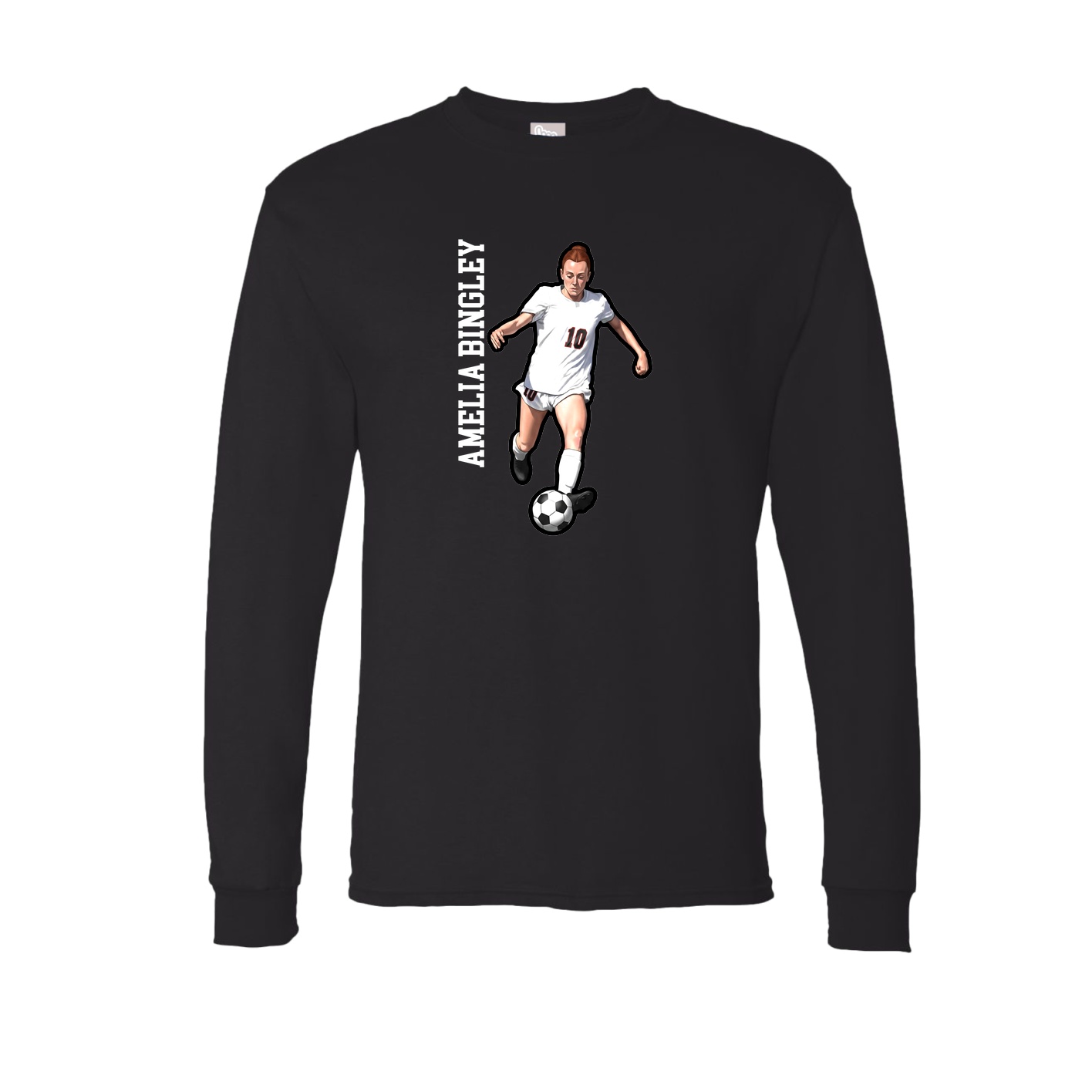 Long Sleeve Tee — Name Vertical in Black