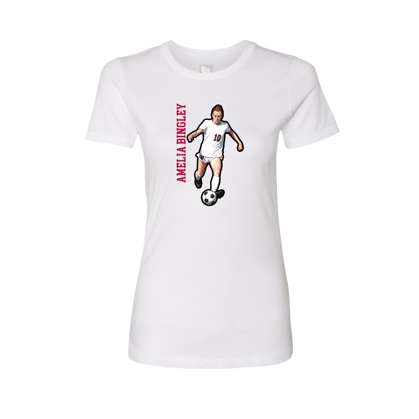 Womens Tee — Name Vertical in White