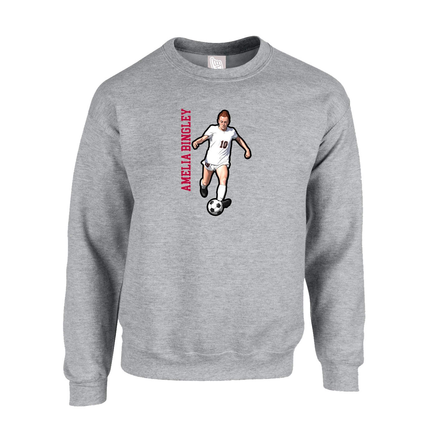 Fleece Crew — Name Vertical in Grey