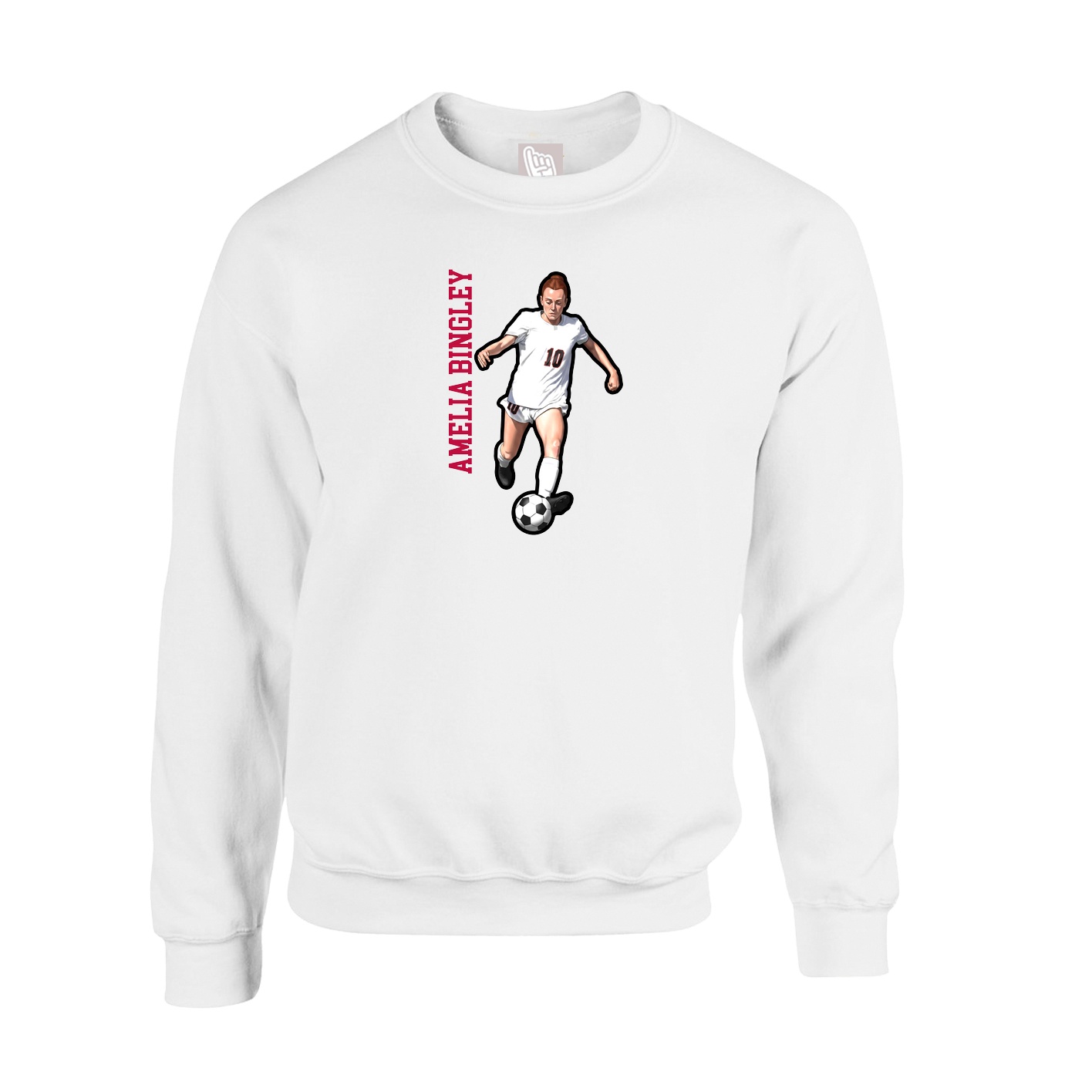 Fleece Crew — Name Vertical in White