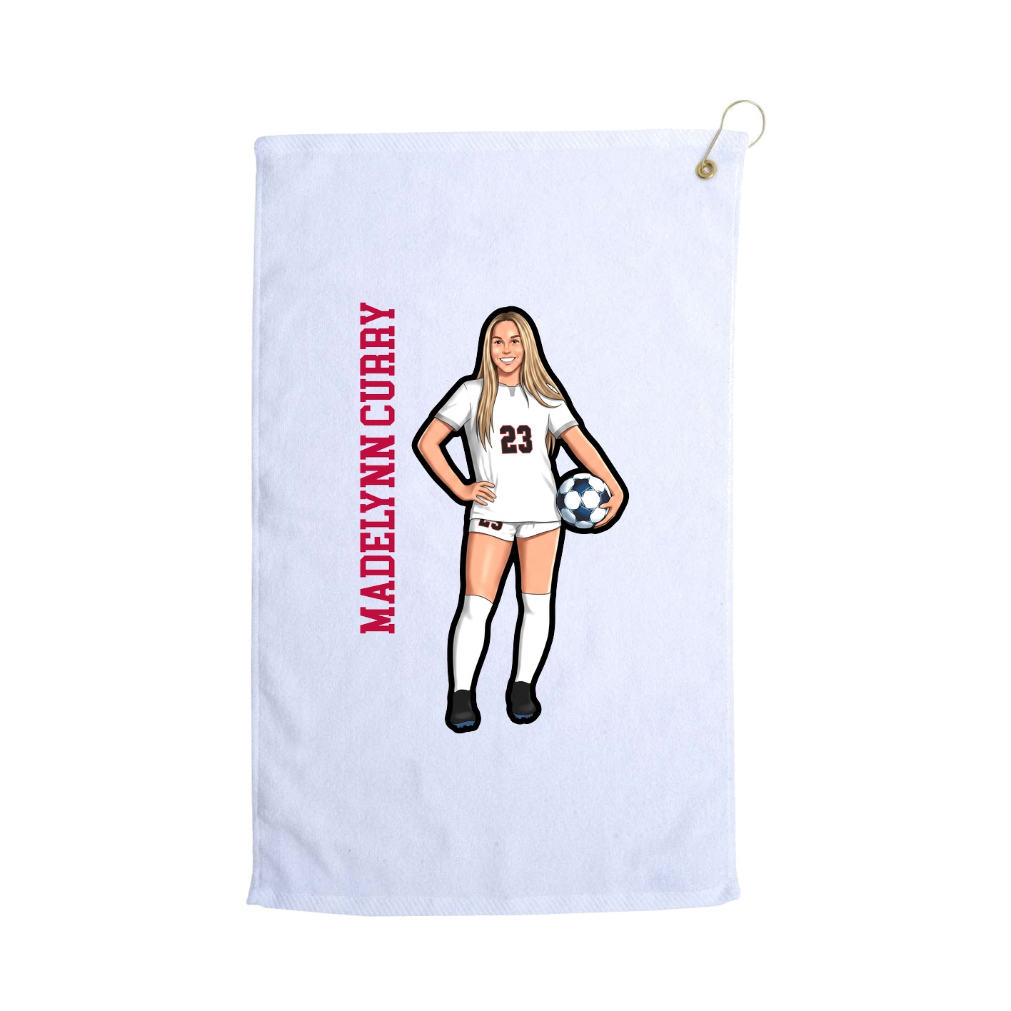 Golf Towel — Name Vertical in White