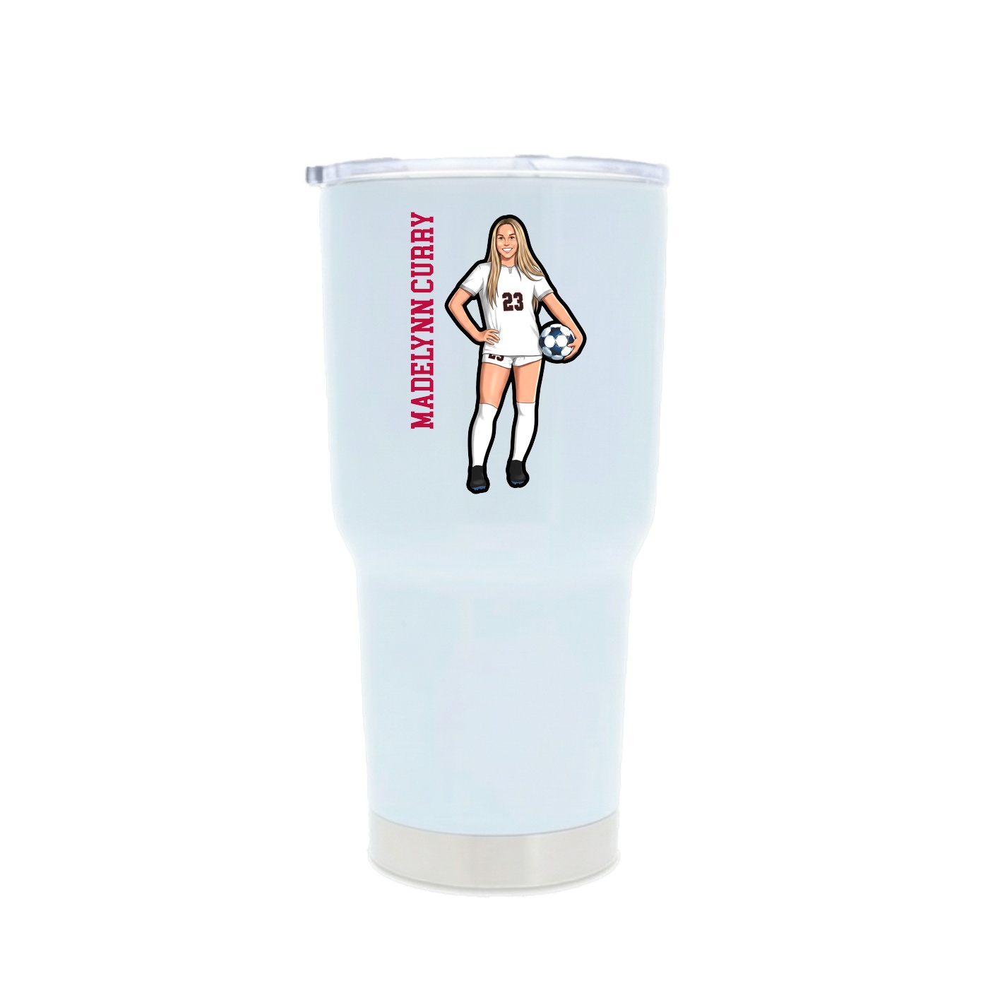 30oz Stainless Steel Tumbler — Name Vertical in White