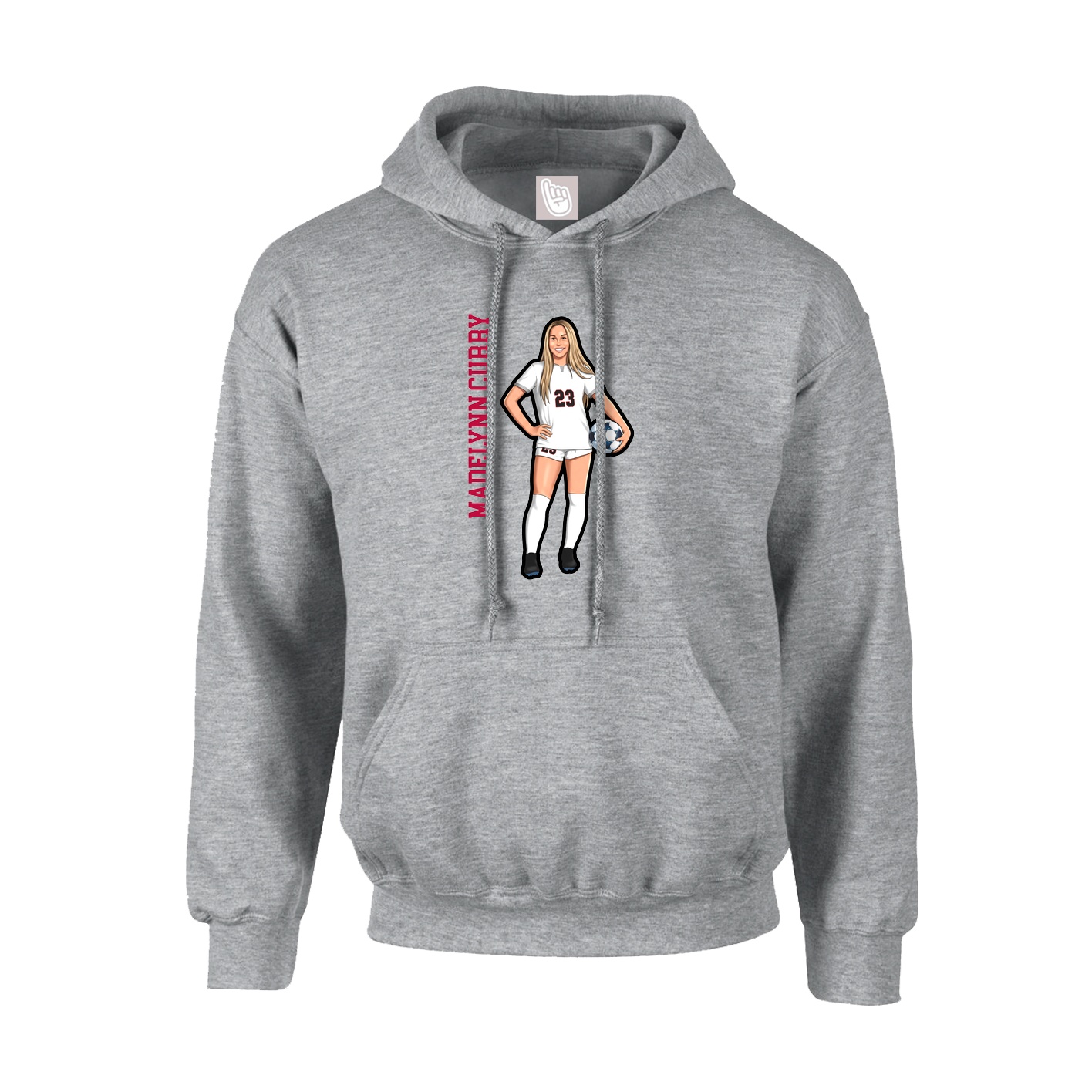 Hoodie — Name Vertical in Grey