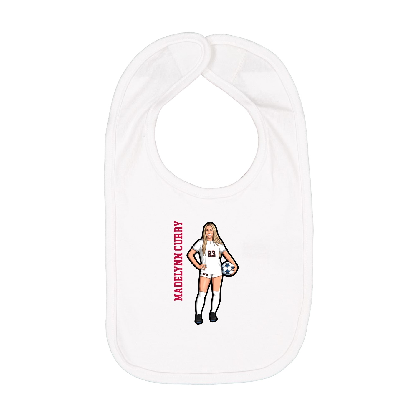 Infant Bib — Name Vertical in White