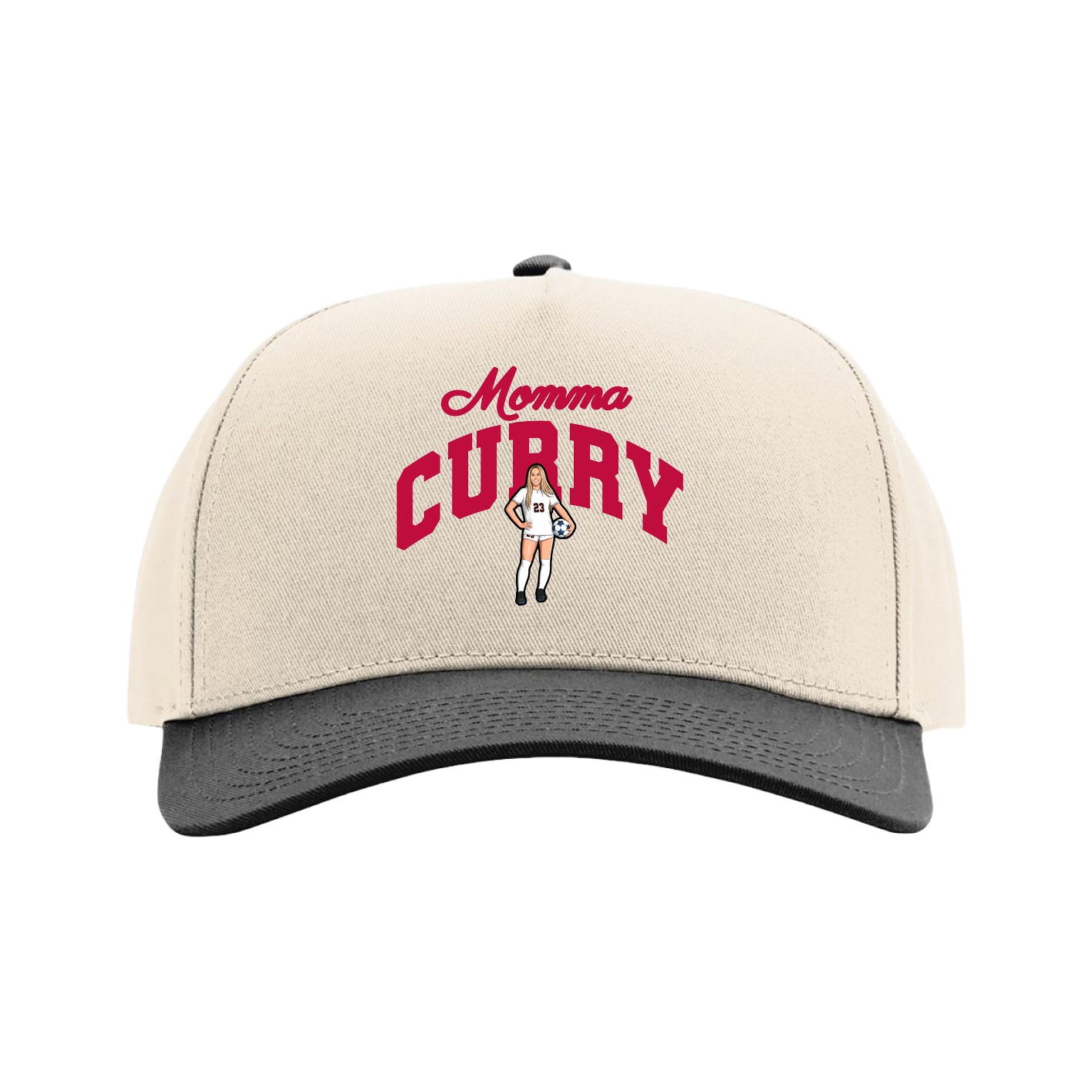 Full Fabric Five-Panel Champ Cap — Mothers Day Arch in Cream/Black