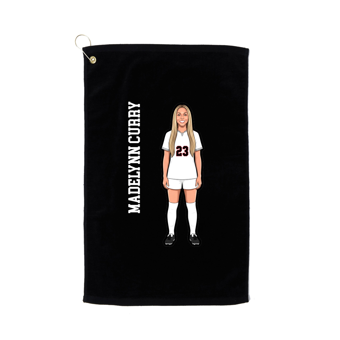 Golf Towel — Name Vertical in Black