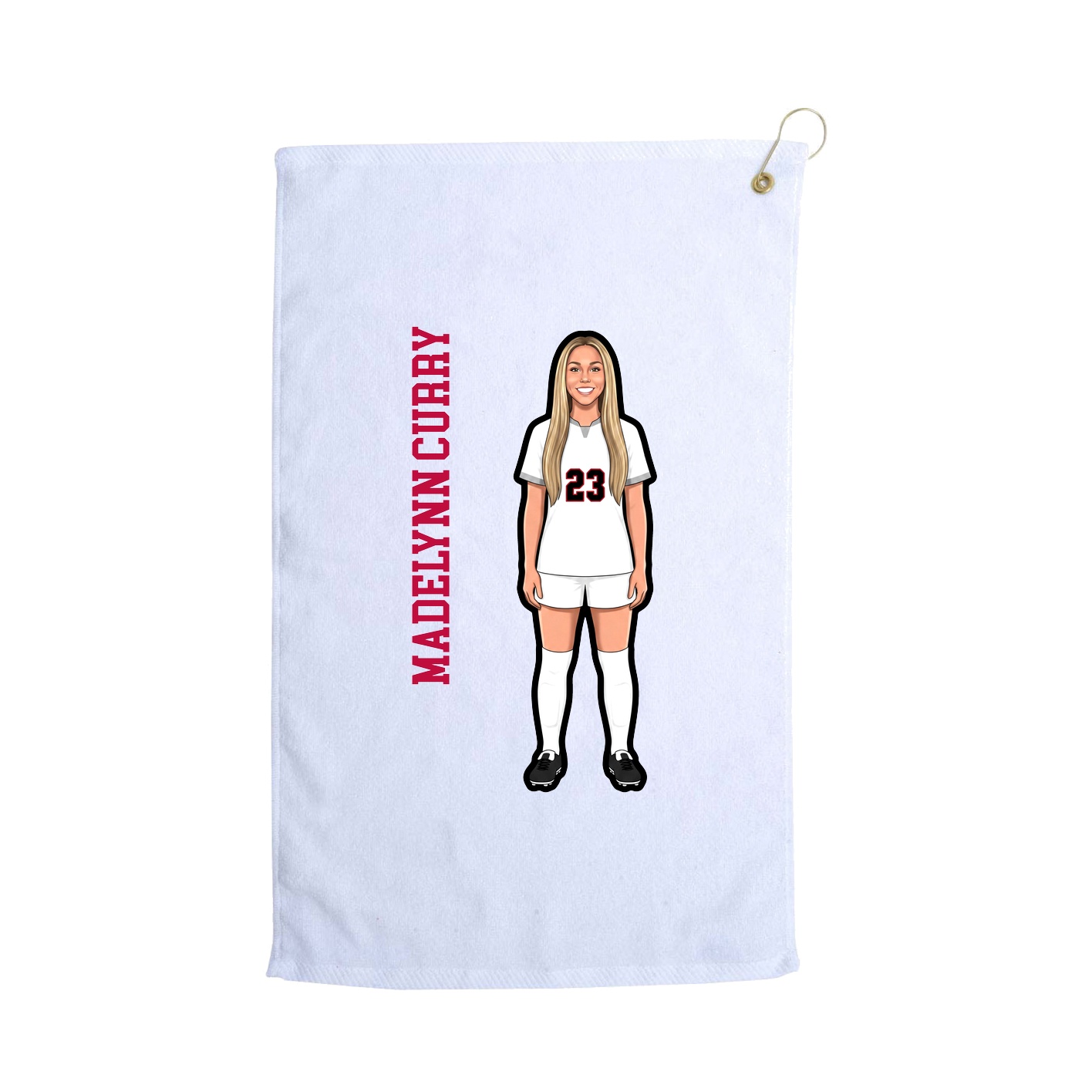 Golf Towel — Name Vertical in White