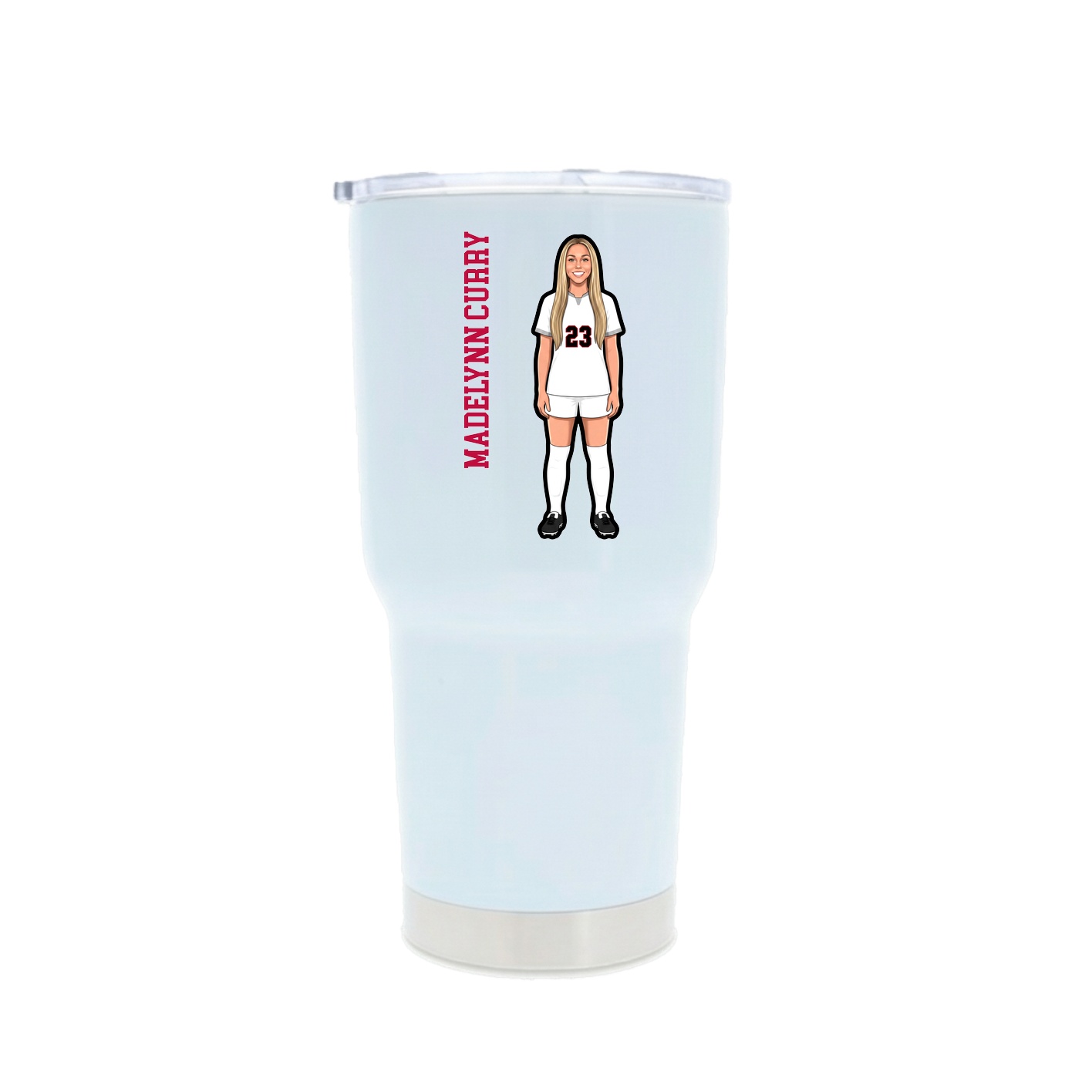 30oz Stainless Steel Tumbler — Name Vertical in White