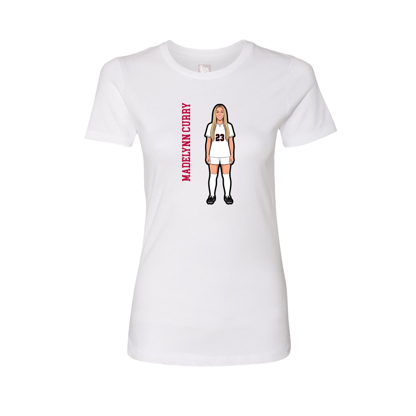 Womens Tee — Name Vertical in White