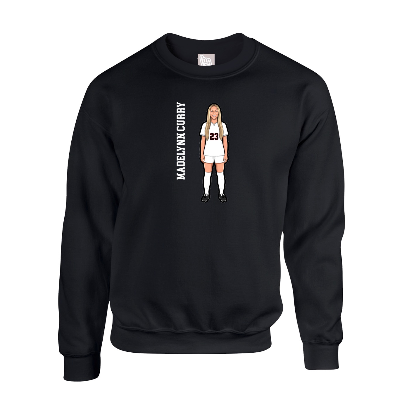 Fleece Crew — Name Vertical in Black