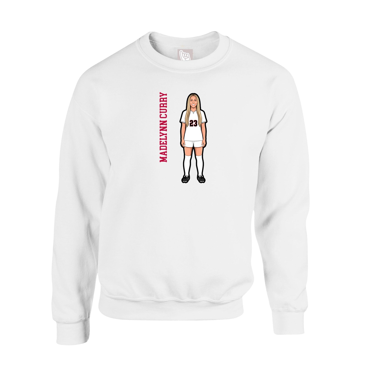 Fleece Crew — Name Vertical in White