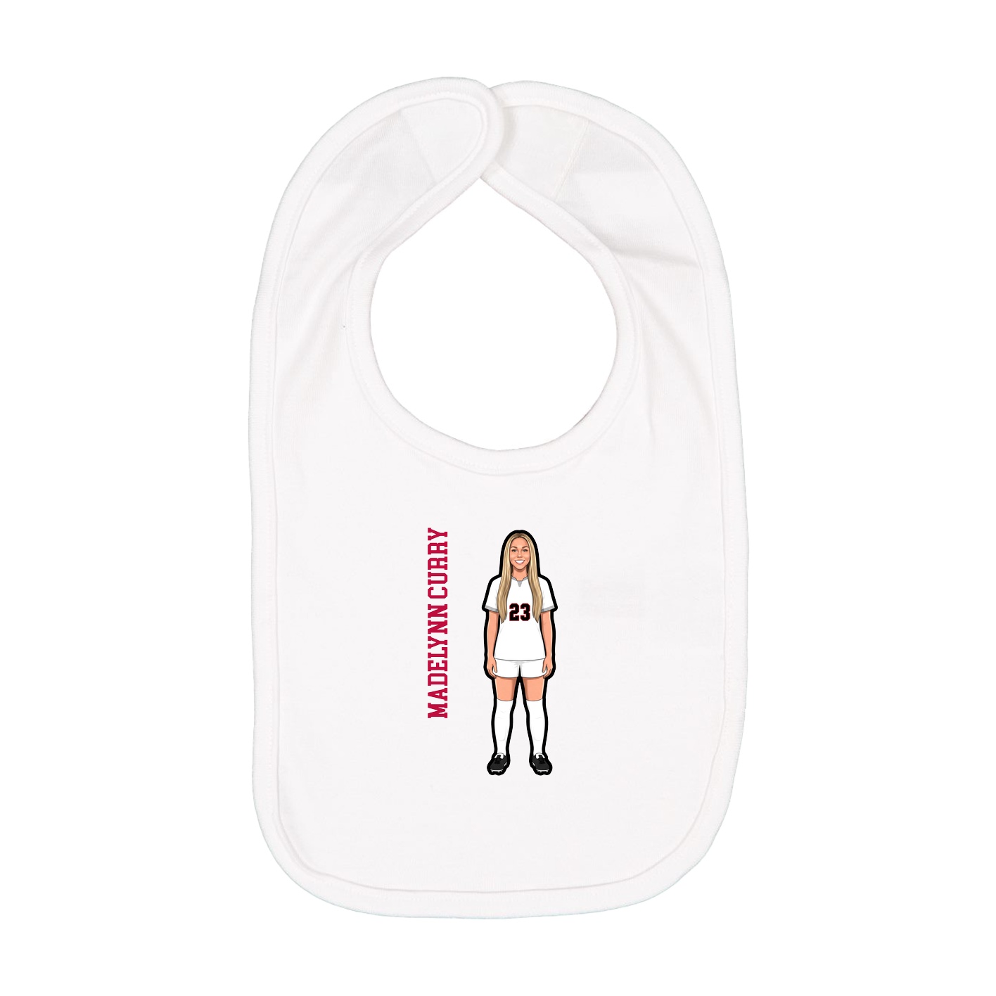 Infant Bib — Name Vertical in White
