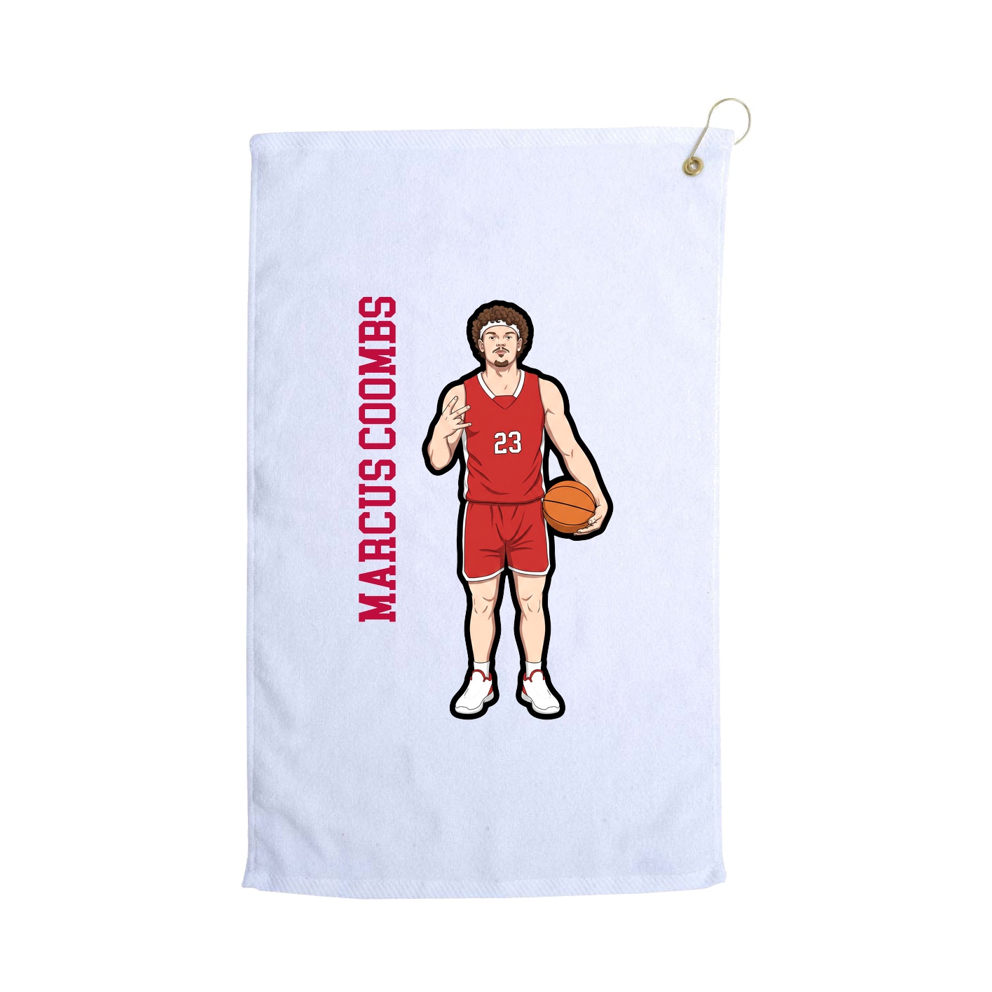 Golf Towel — Name Vertical in White