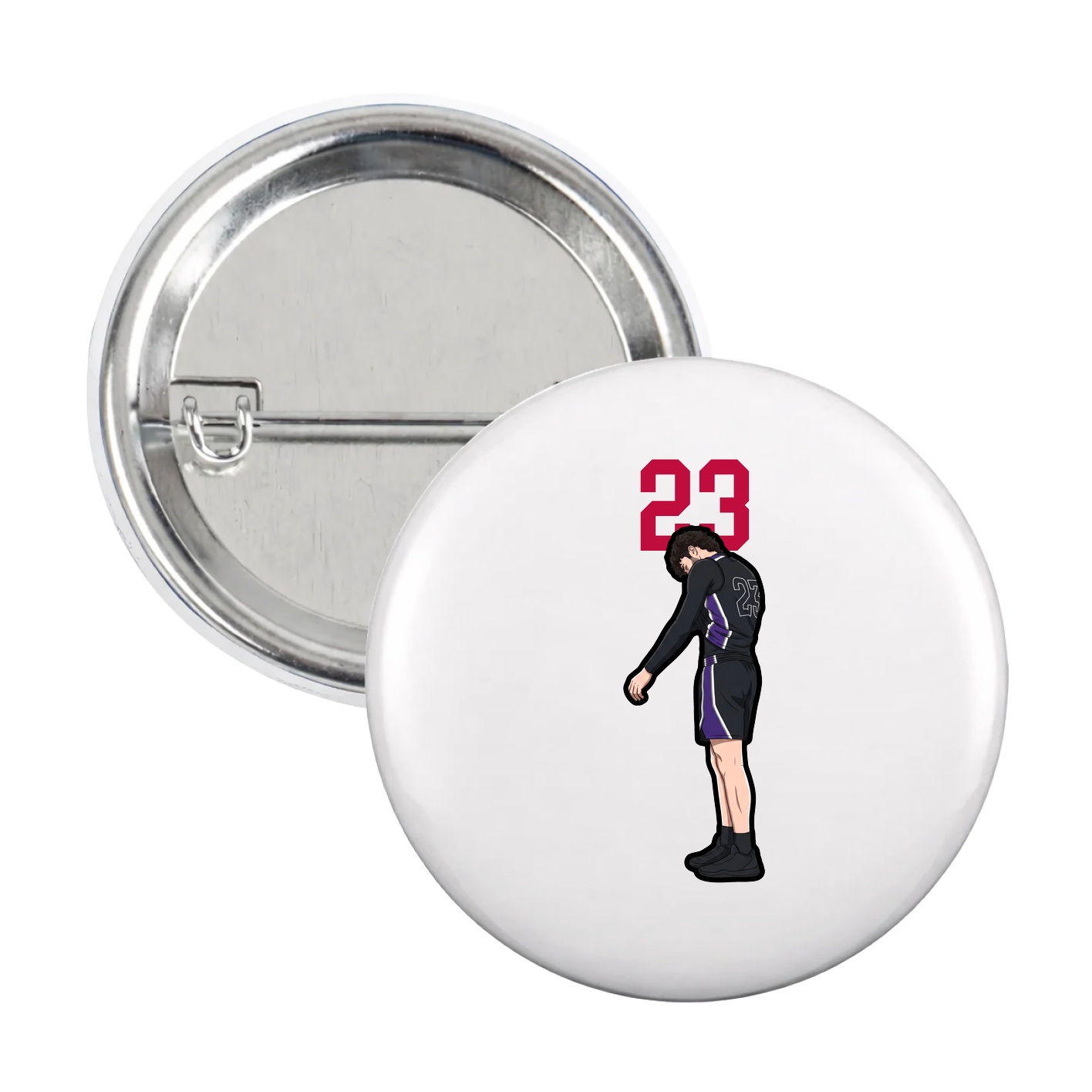 Game Day Button — Number Top in White