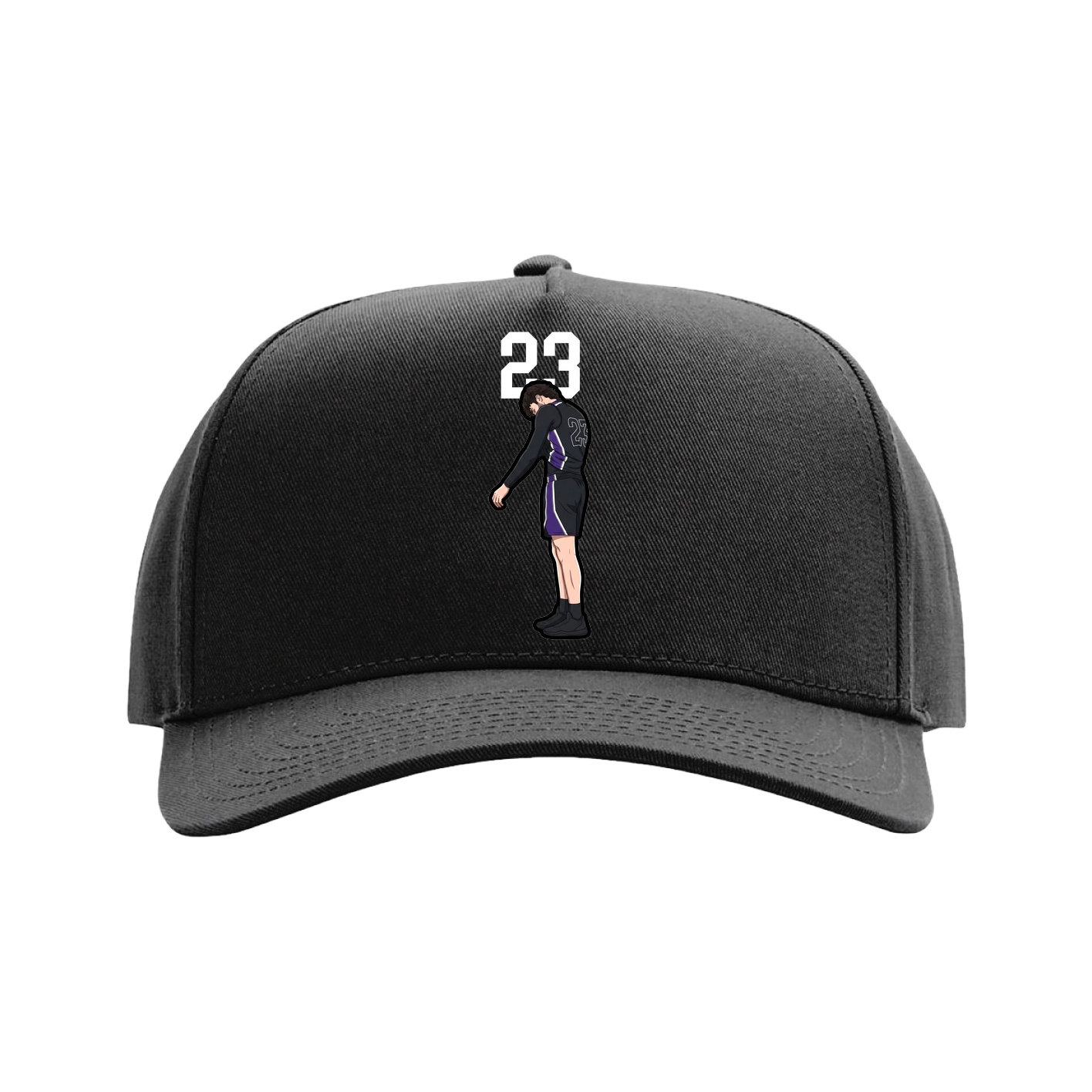 Full Fabric Five-Panel Champ Cap — Number Top in Black