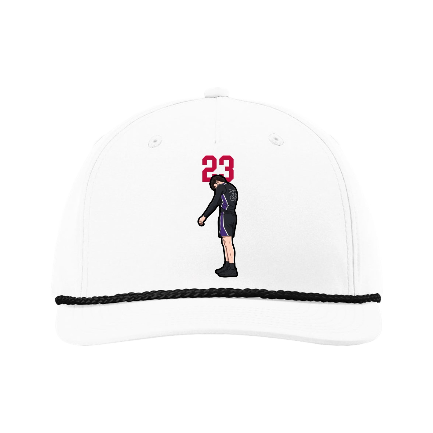 Five-Panel Classic Rope Cap — Number Top in White
