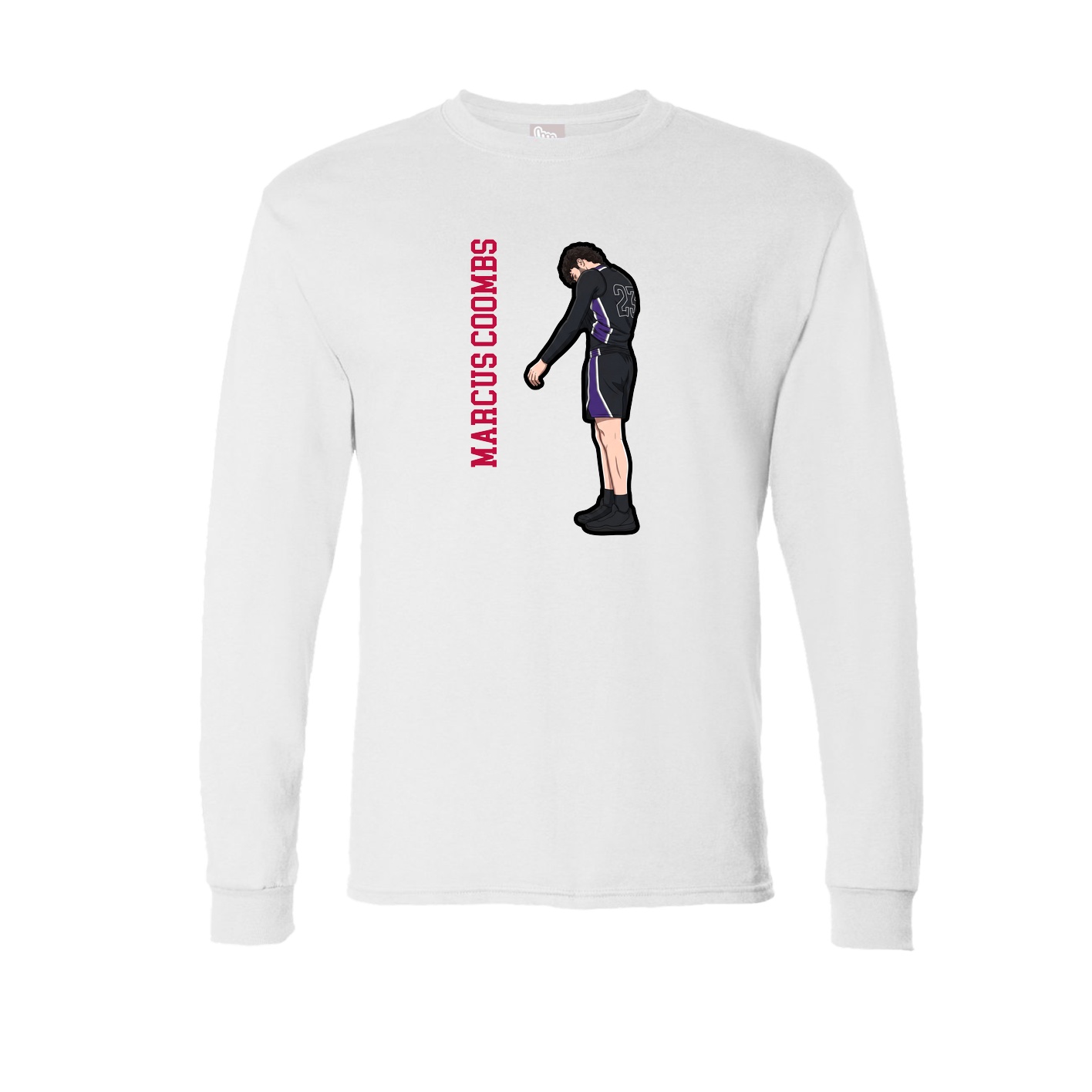 Long Sleeve Tee — Name Vertical in White