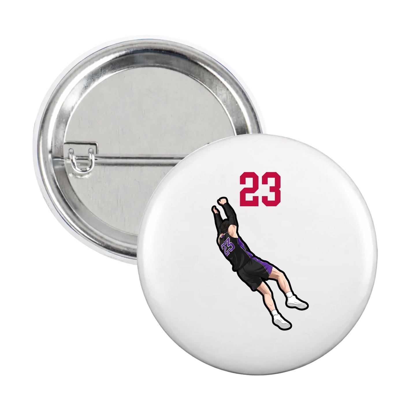 Game Day Button — Number Top in White