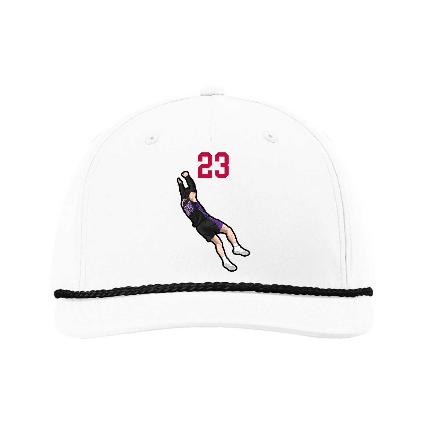 Five-Panel Classic Rope Cap — Number Top in White