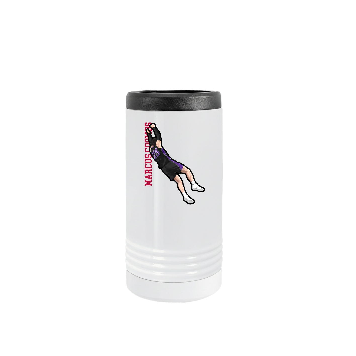 Slim Beverage Holder — Name Vertical in White